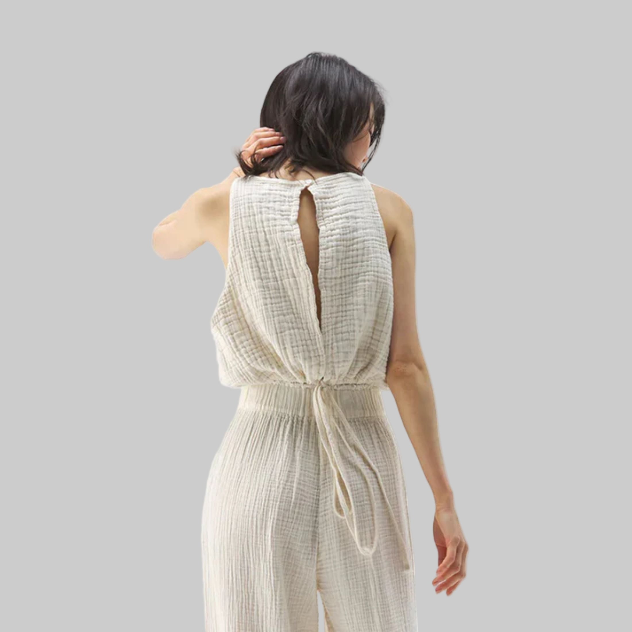 Crinkle Keyhole Tank Top