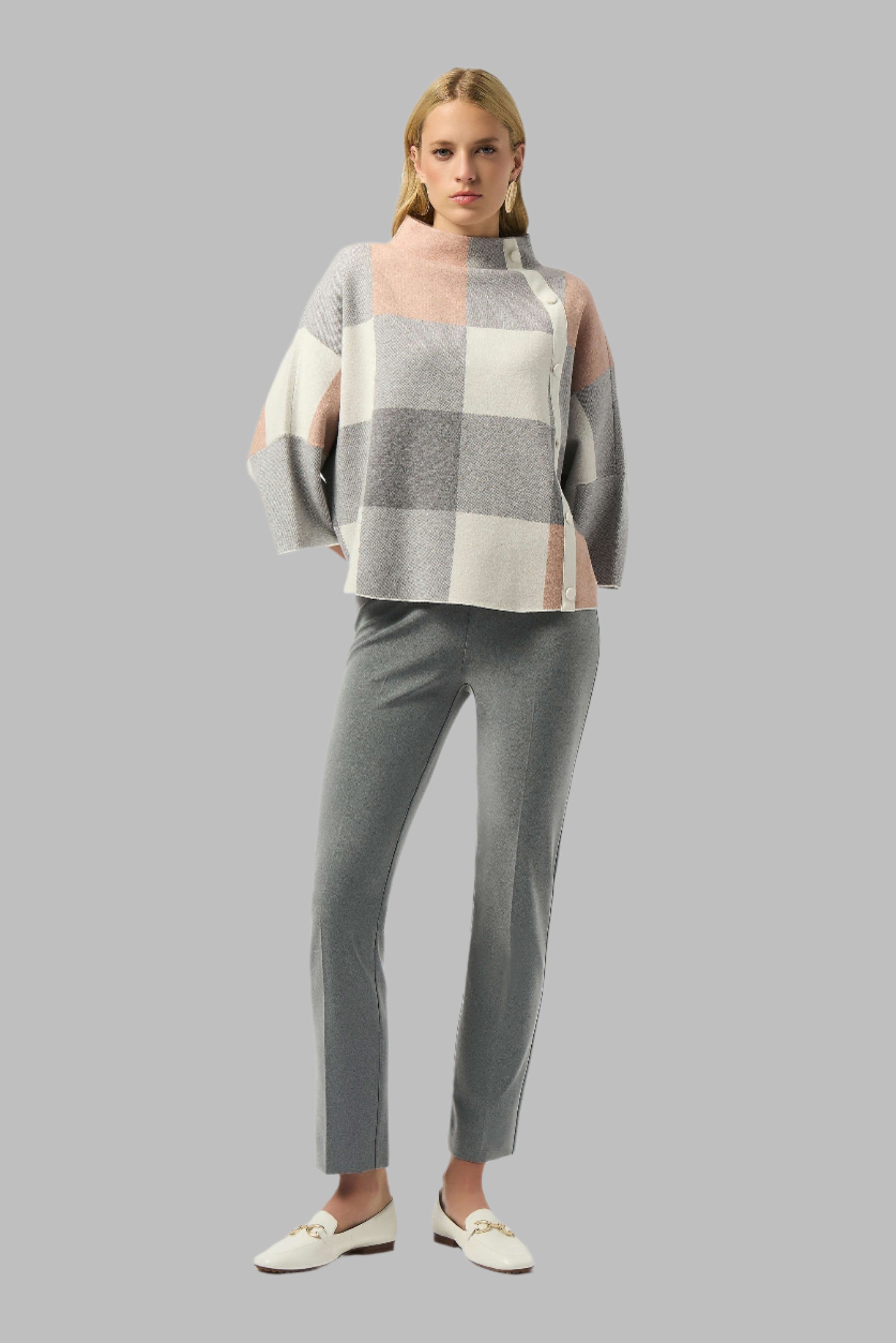 Plaid Jacquard Sweater Knit Top