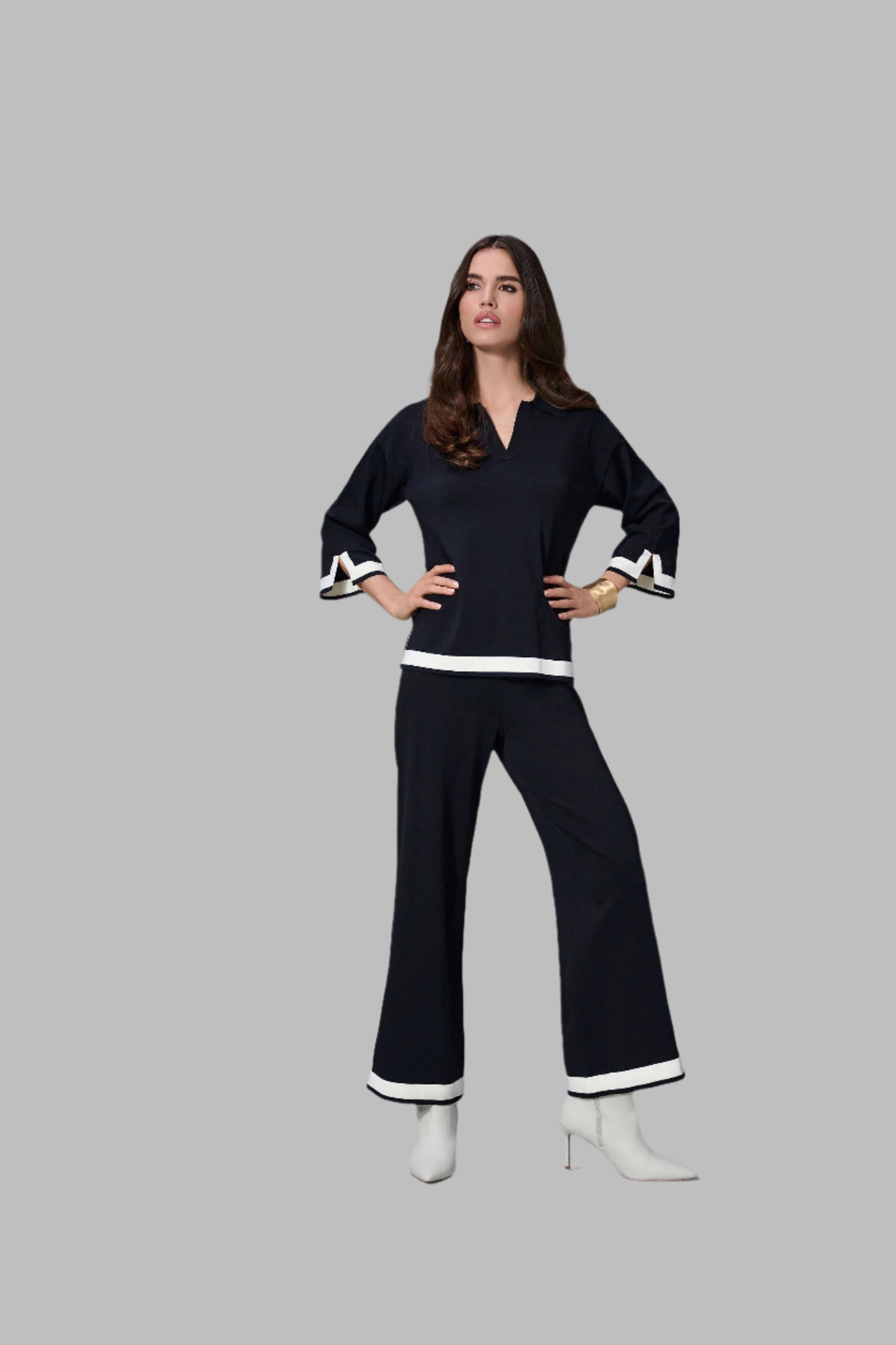 Sweater Knit Colour Block Culotte Pant