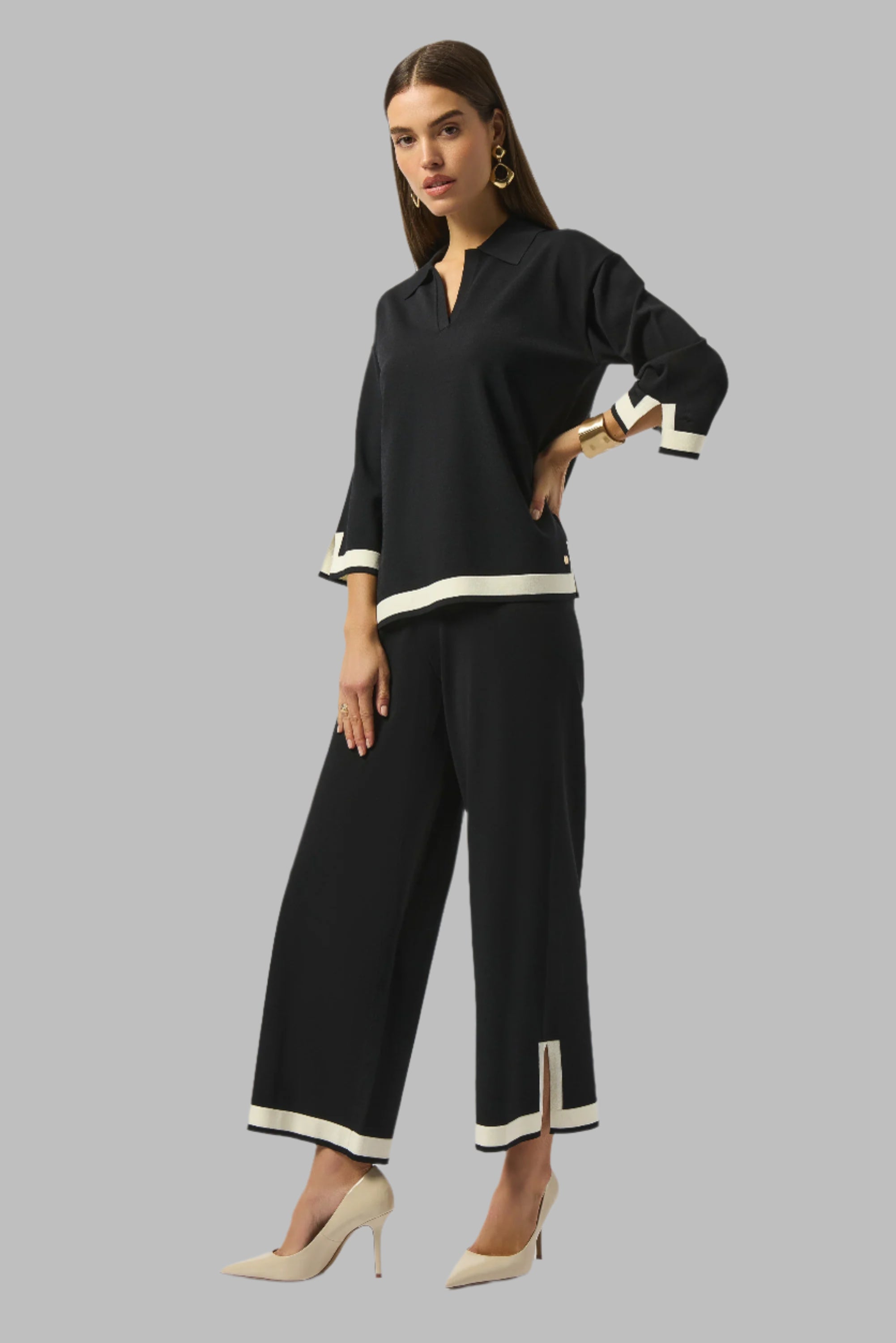 Sweater Knit Colour Block Culotte Pant