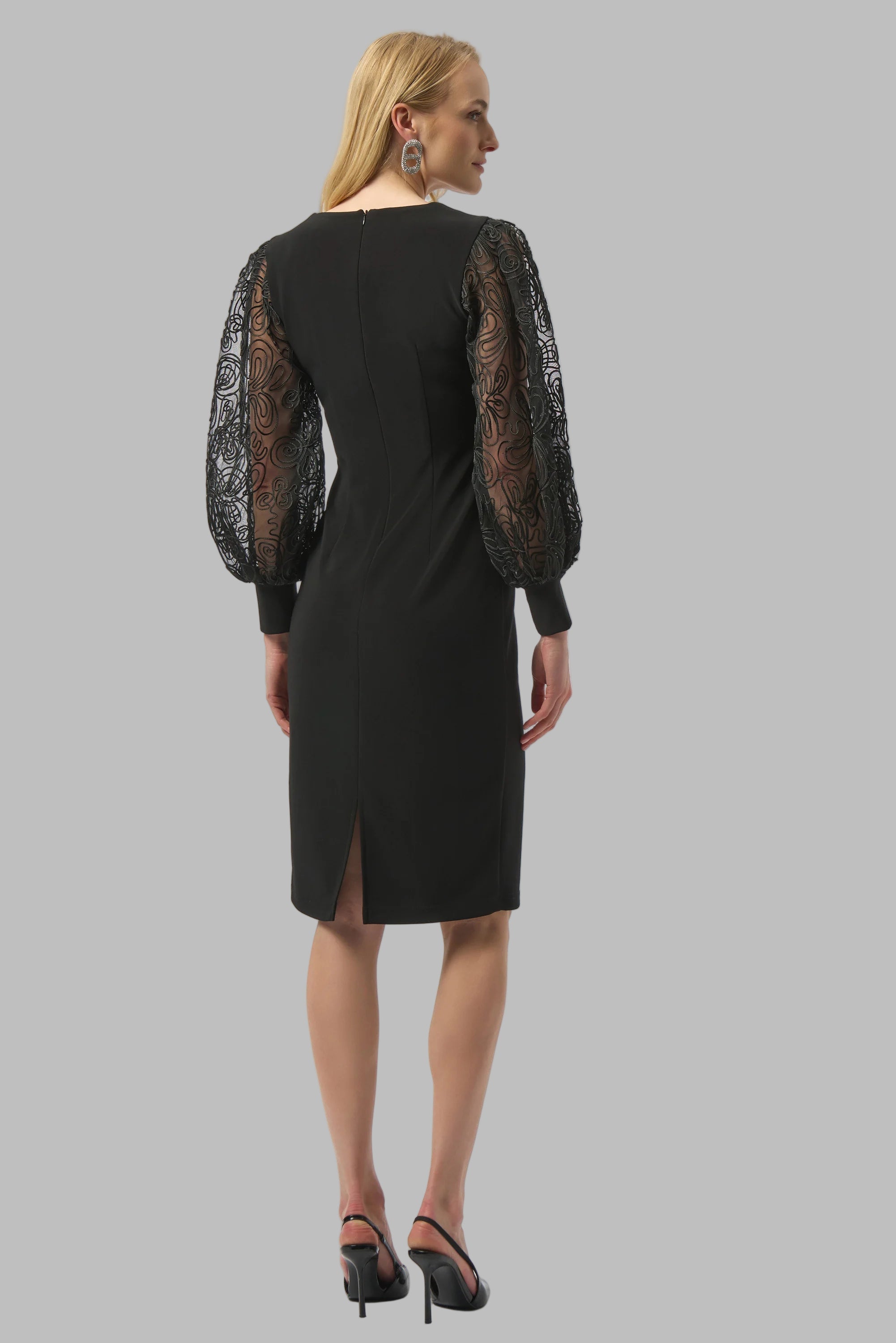 Silky Knit & Novelty Mesh Sheath Dress