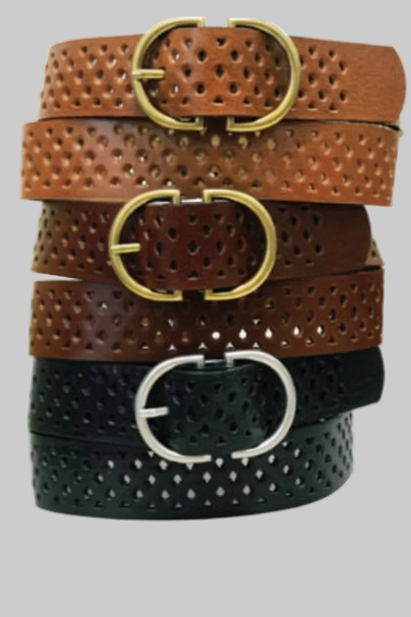 Perforated Italian Leather Belt