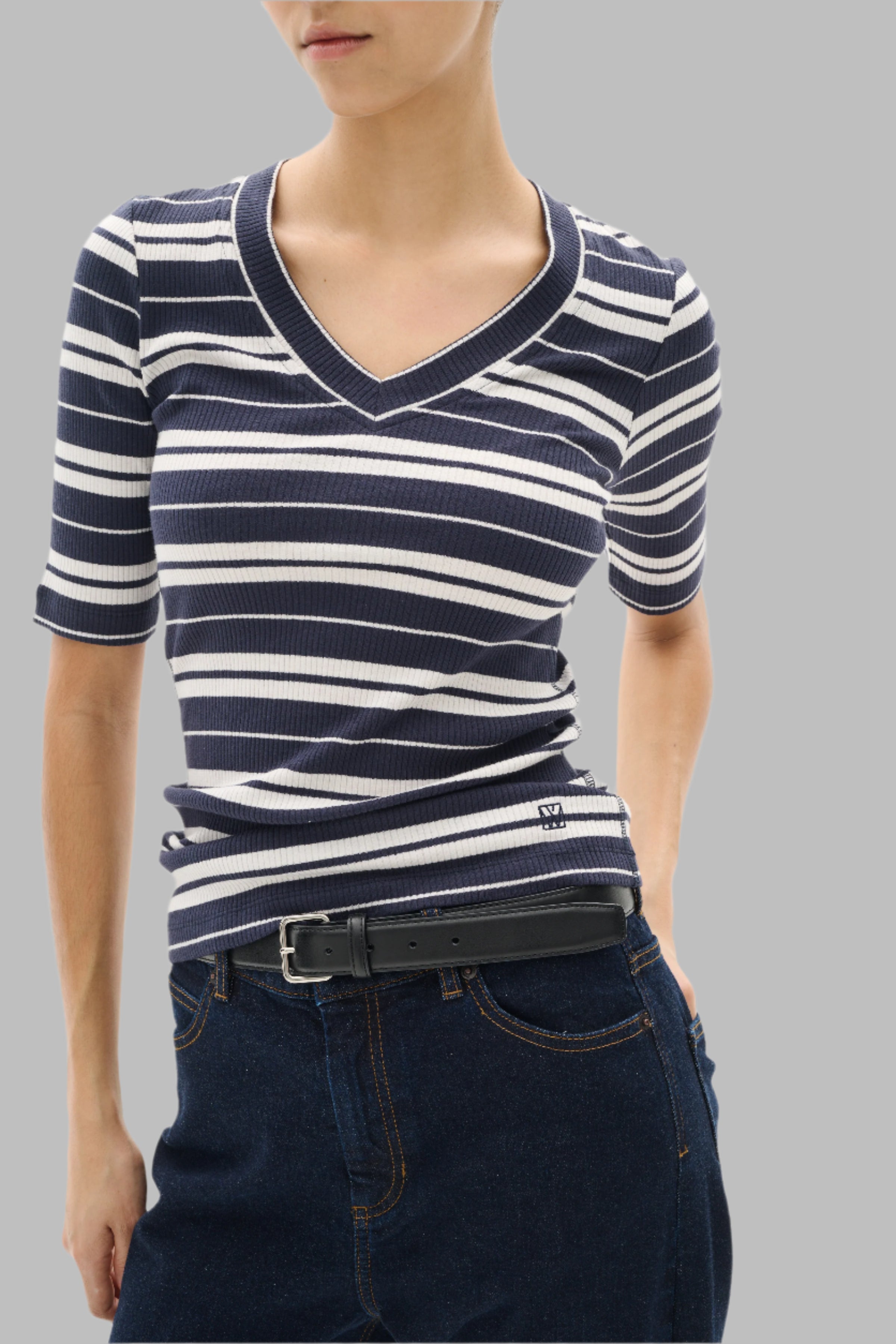 DagnalIW Striped V Neck T-shirt