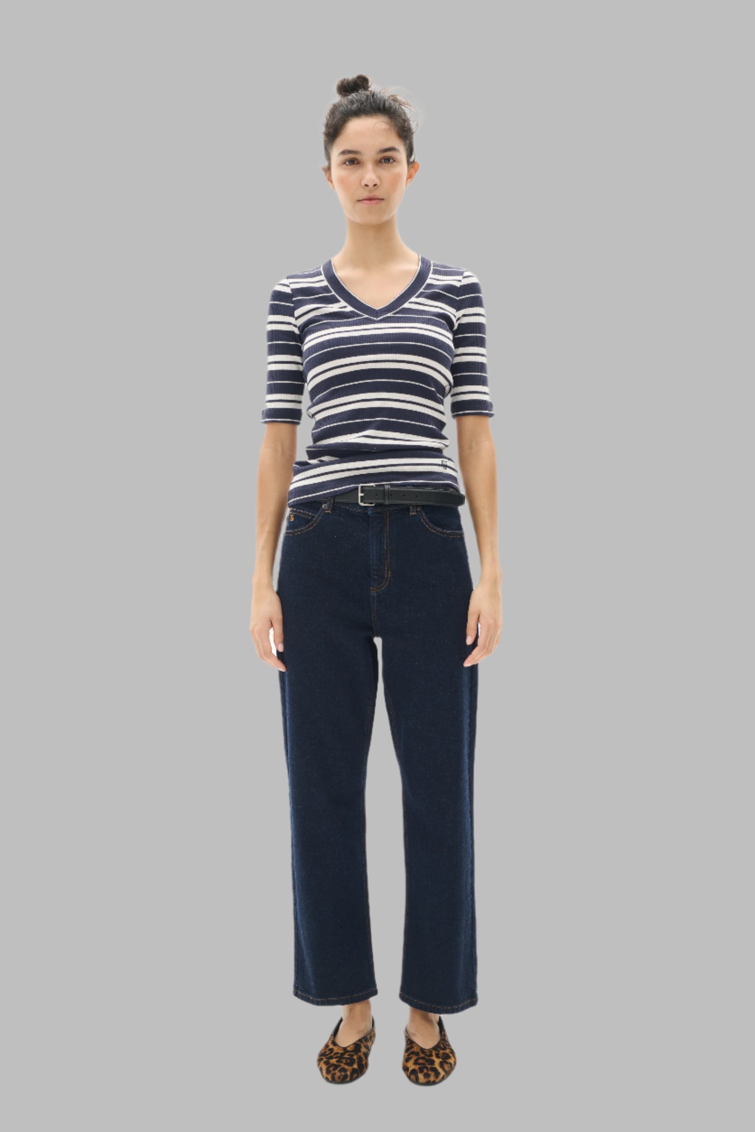 DagnalIW Striped V Neck T-shirt