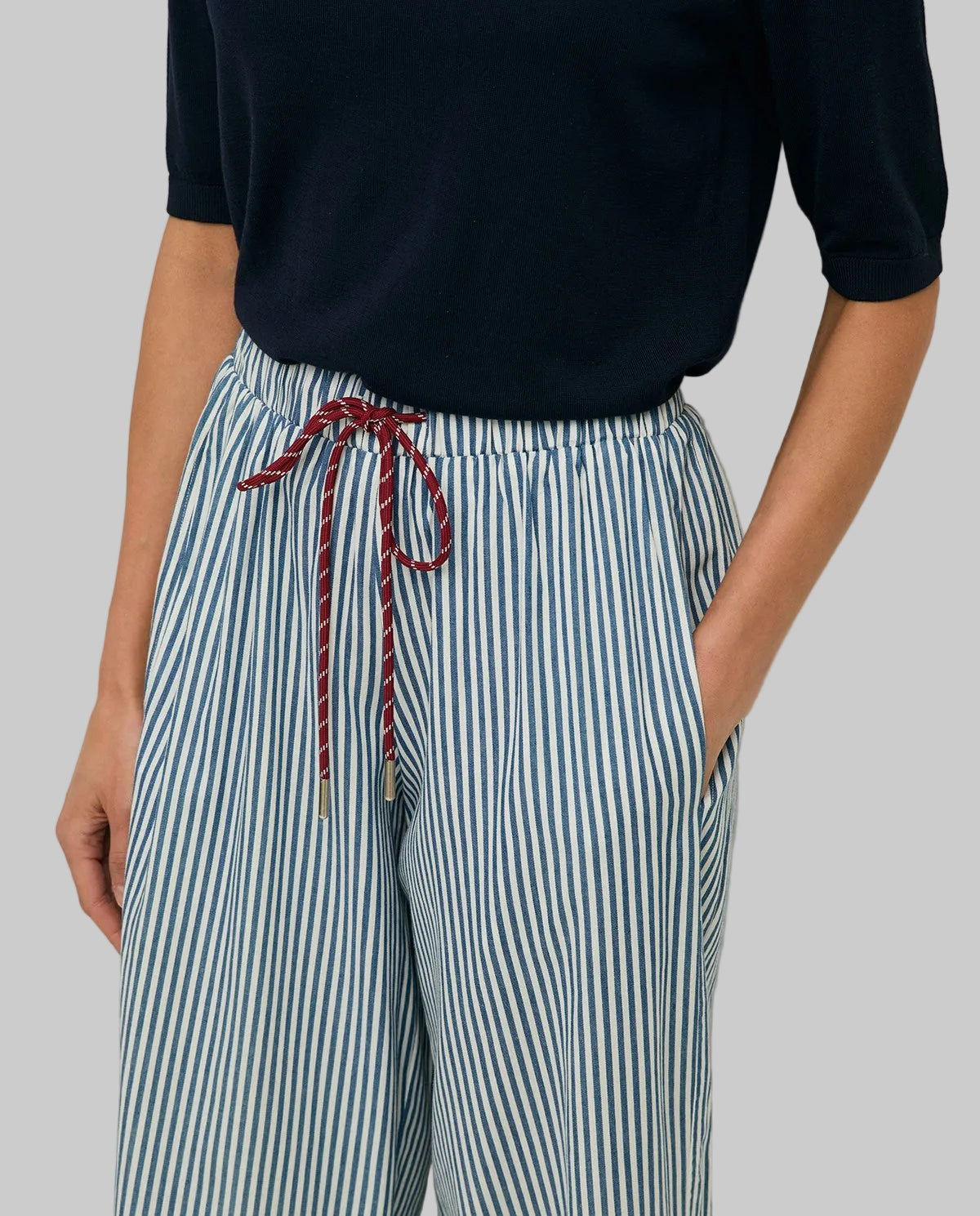 Wide Leg Striped Trousers