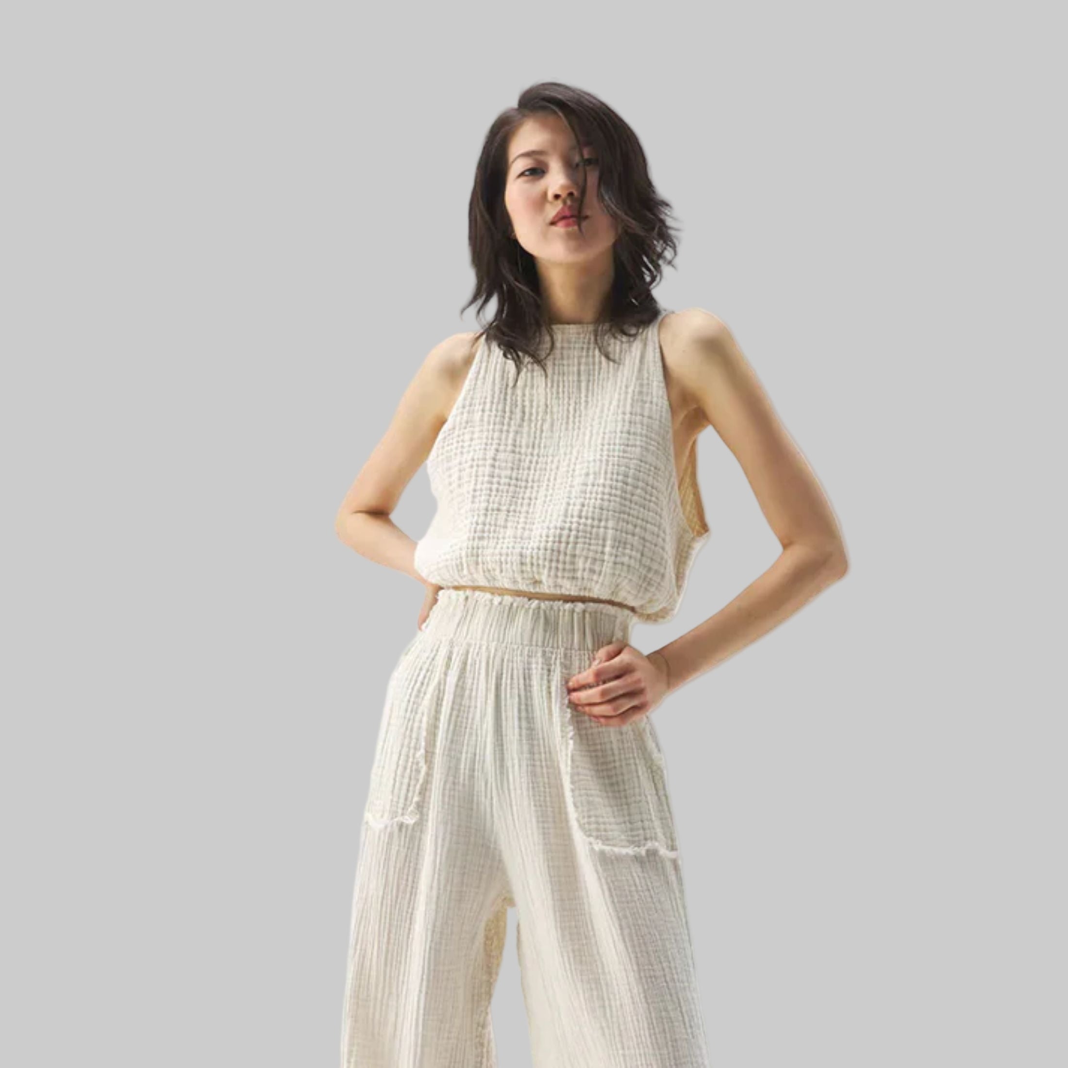 Crinkle Keyhole Tank Top