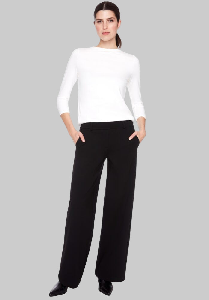 Solid Heavy Ponte Wide Leg Full Length Pant