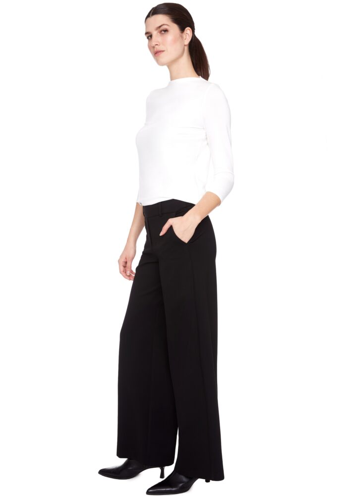 Solid Heavy Ponte Wide Leg Full Length Pant