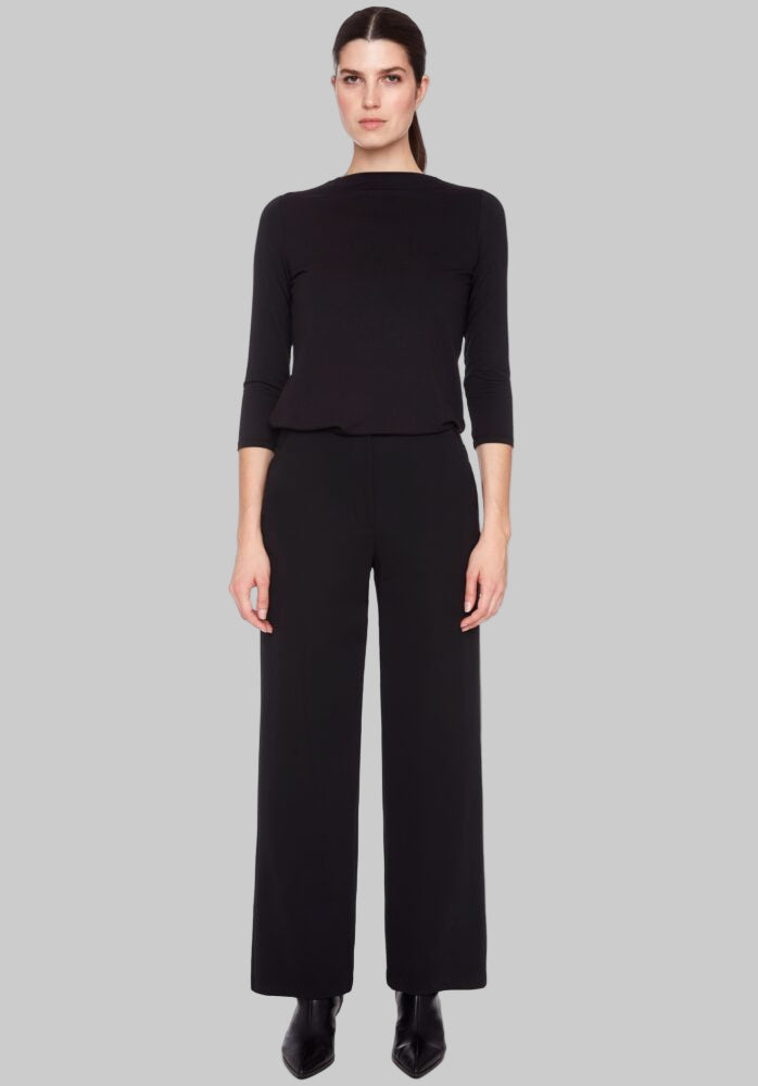 Solid Compression Wide Leg Full Length Pant
