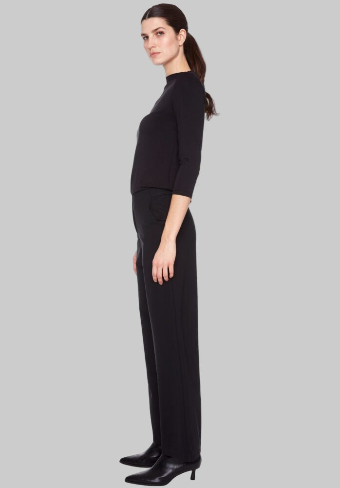 Solid Compression Wide Leg Full Length Pant