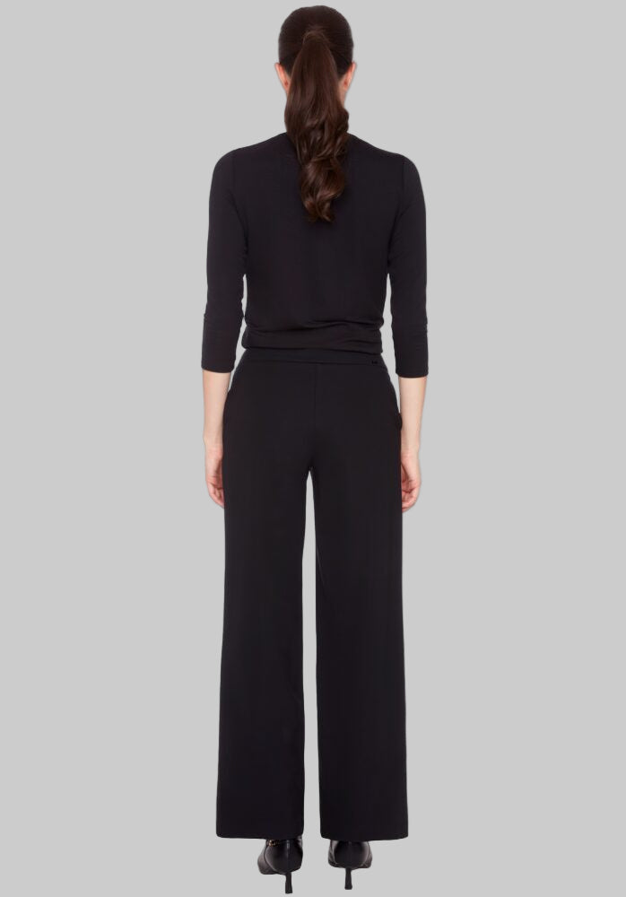 Solid Compression Wide Leg Full Length Pant