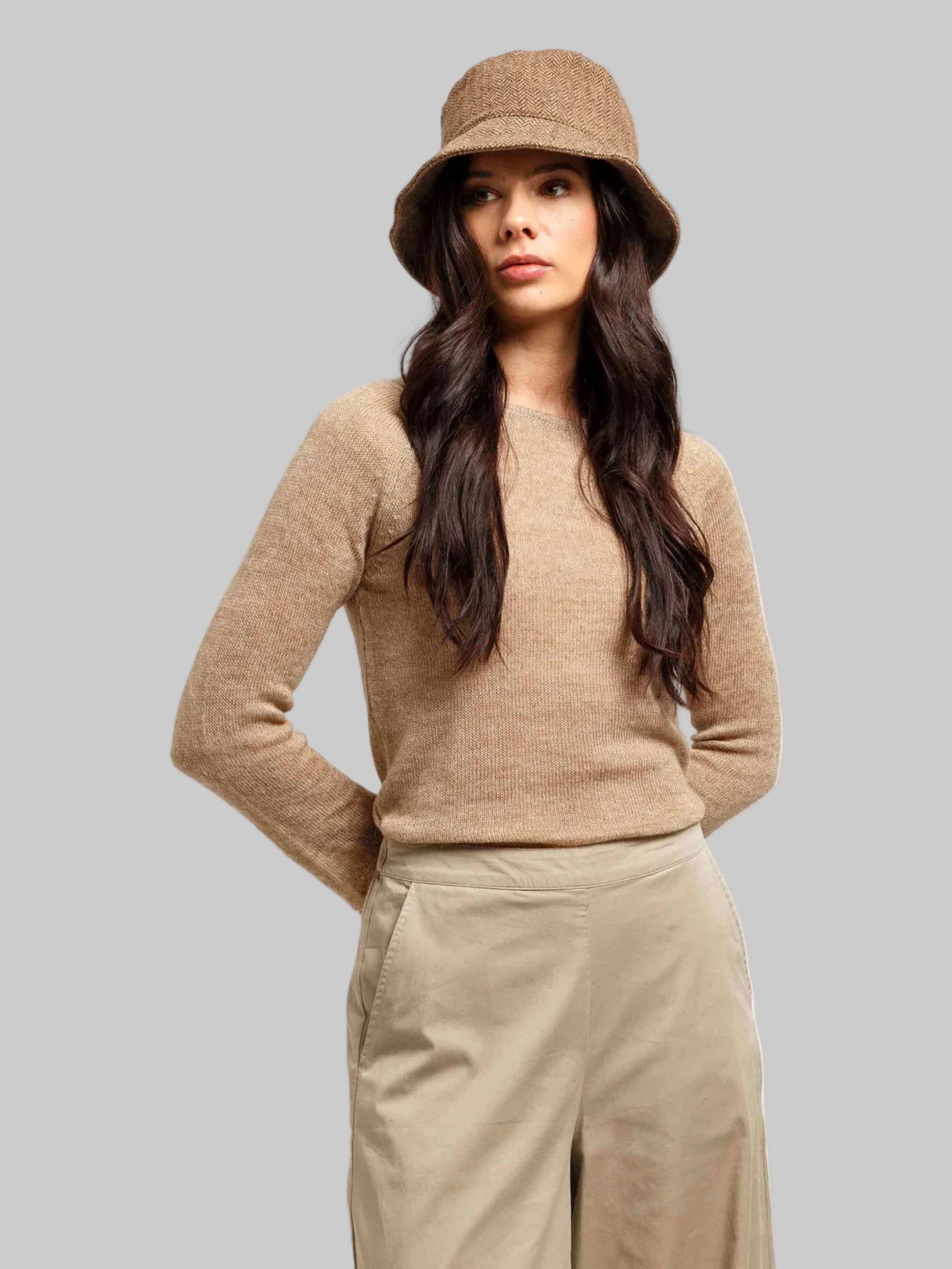 Lined Loevenich Bucket Hat - Herringbone Design