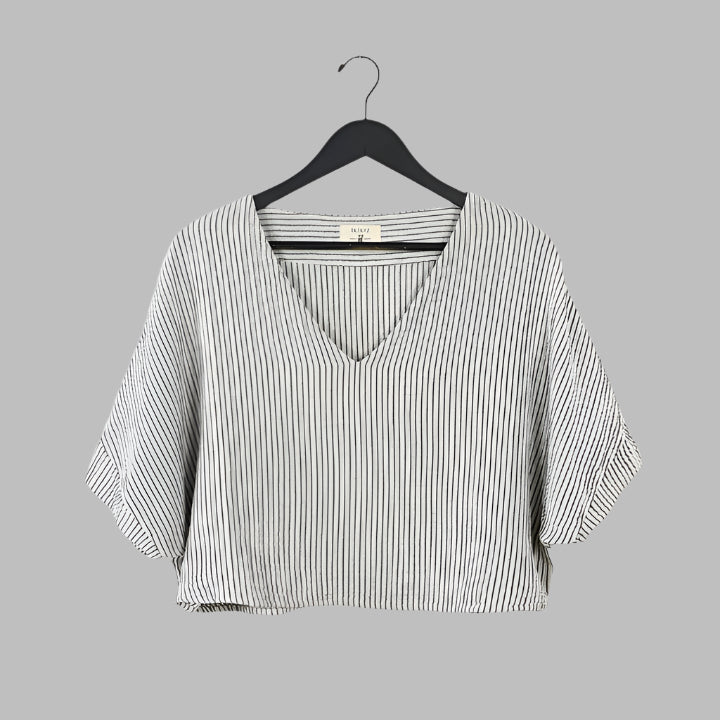 Striped Crinkle Cotton Crop Top