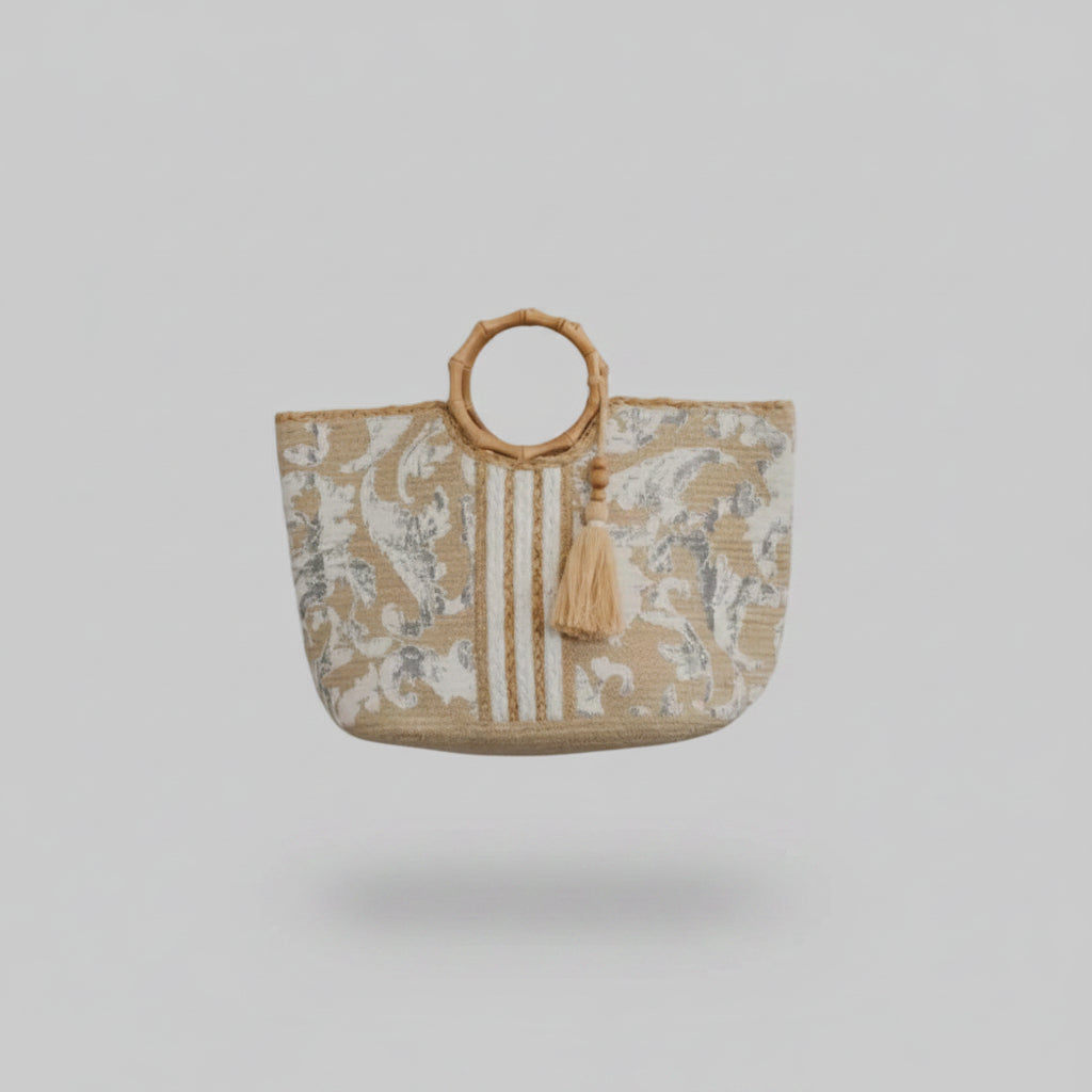 Whimsical Stripe Jute Bag