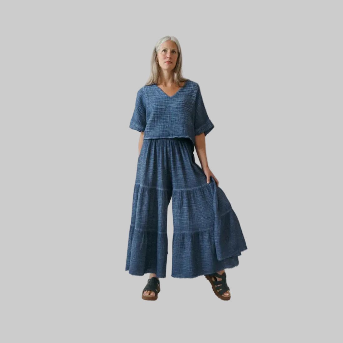 Crinkle Cotton Skirt Pants