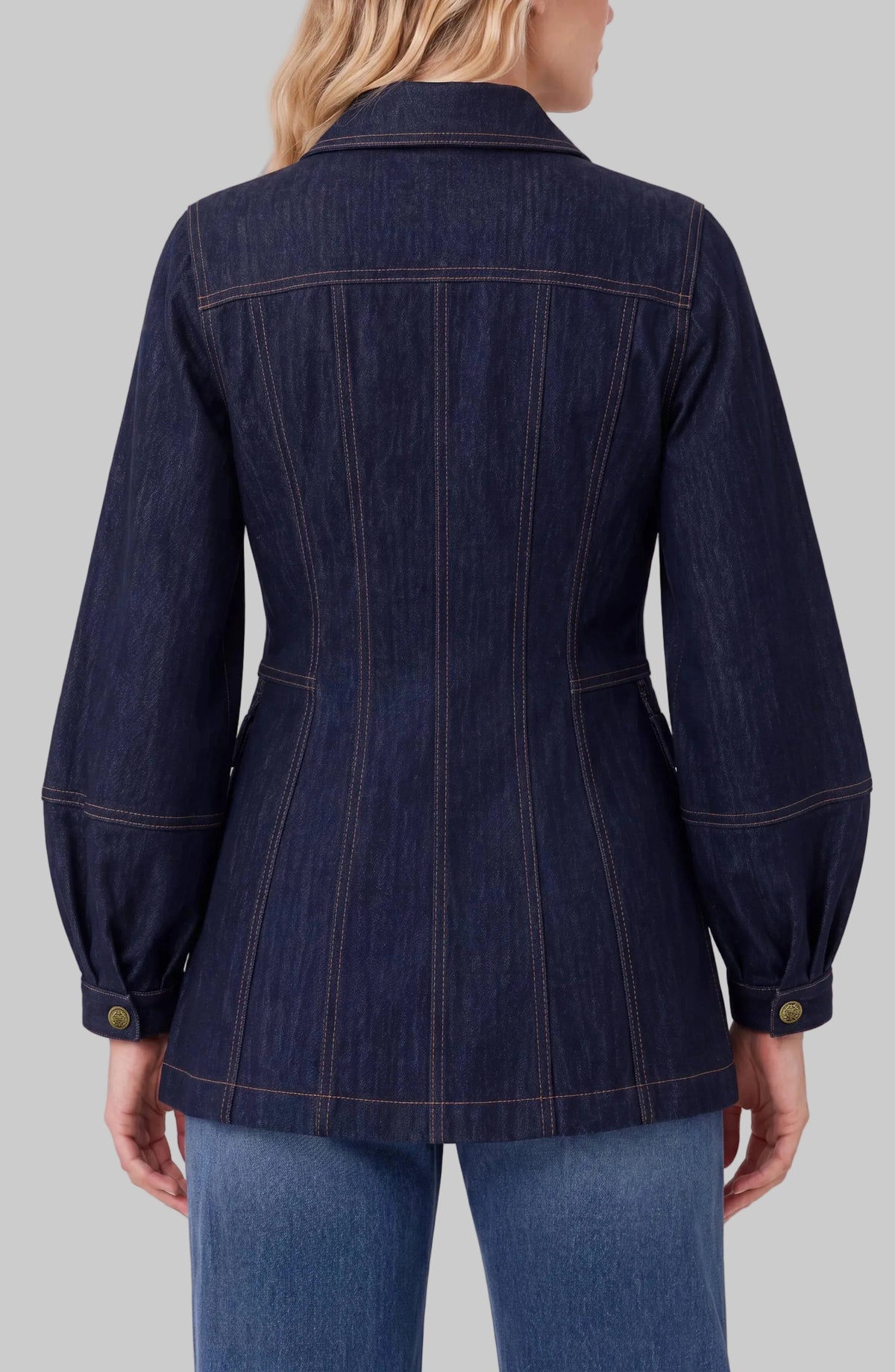 Lantern Sleeve Denim Jacket