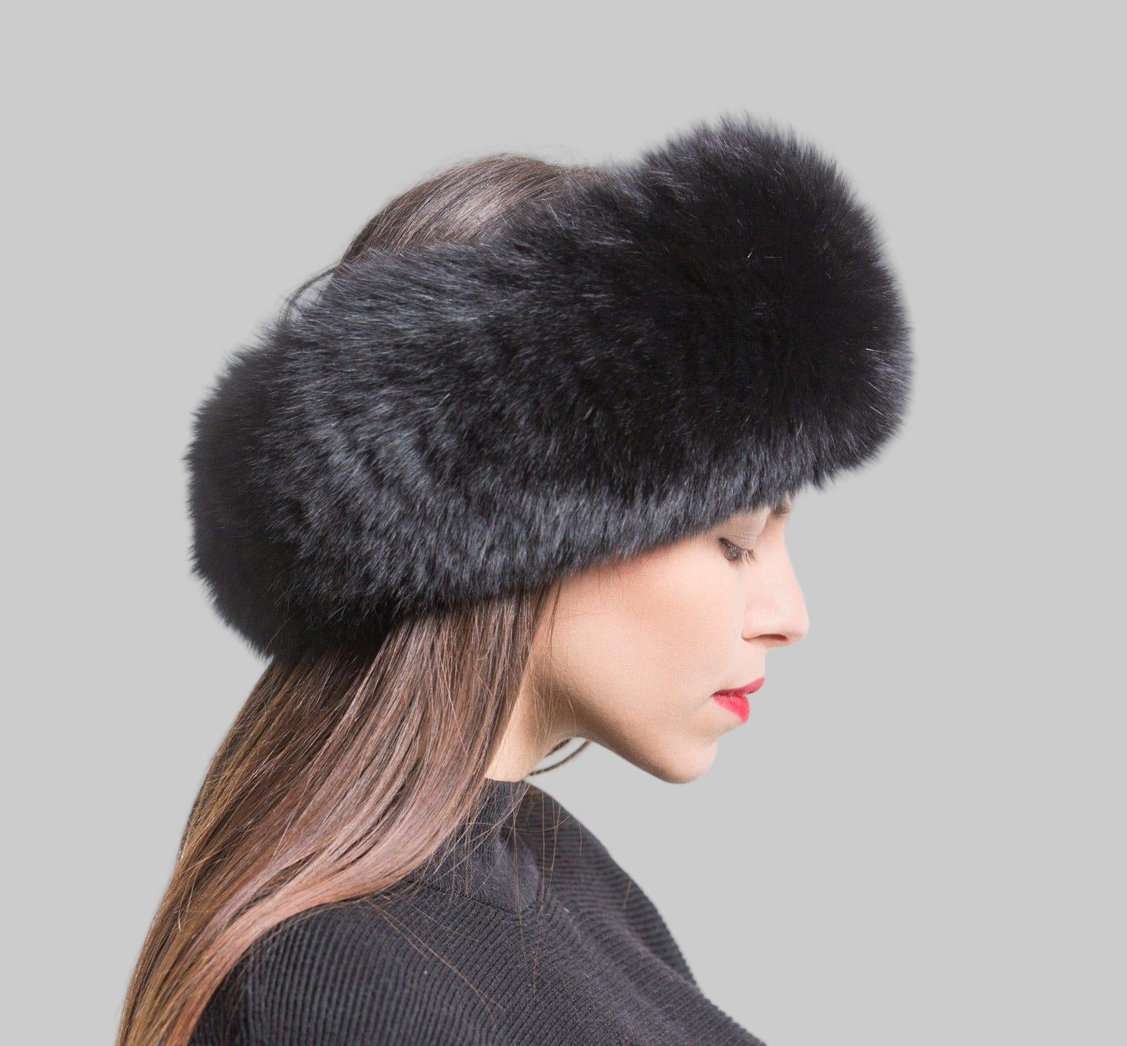 Black Fox Fur Headband