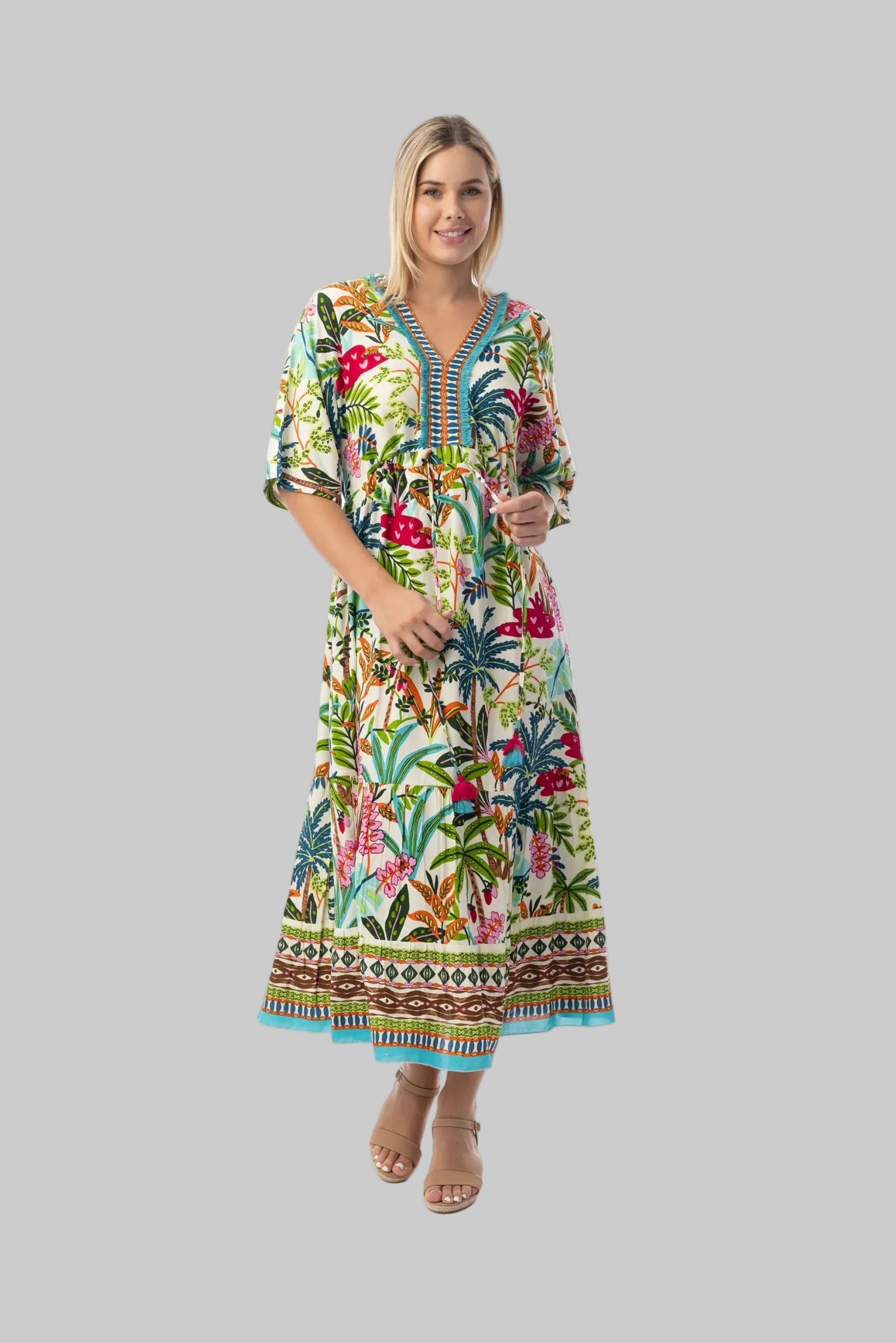 Ovahe Border Print Dress