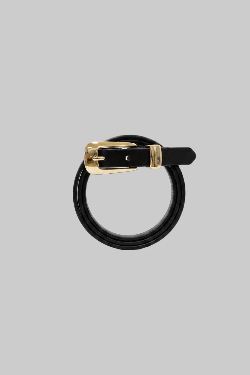 Leather Belt With Gold Buckle