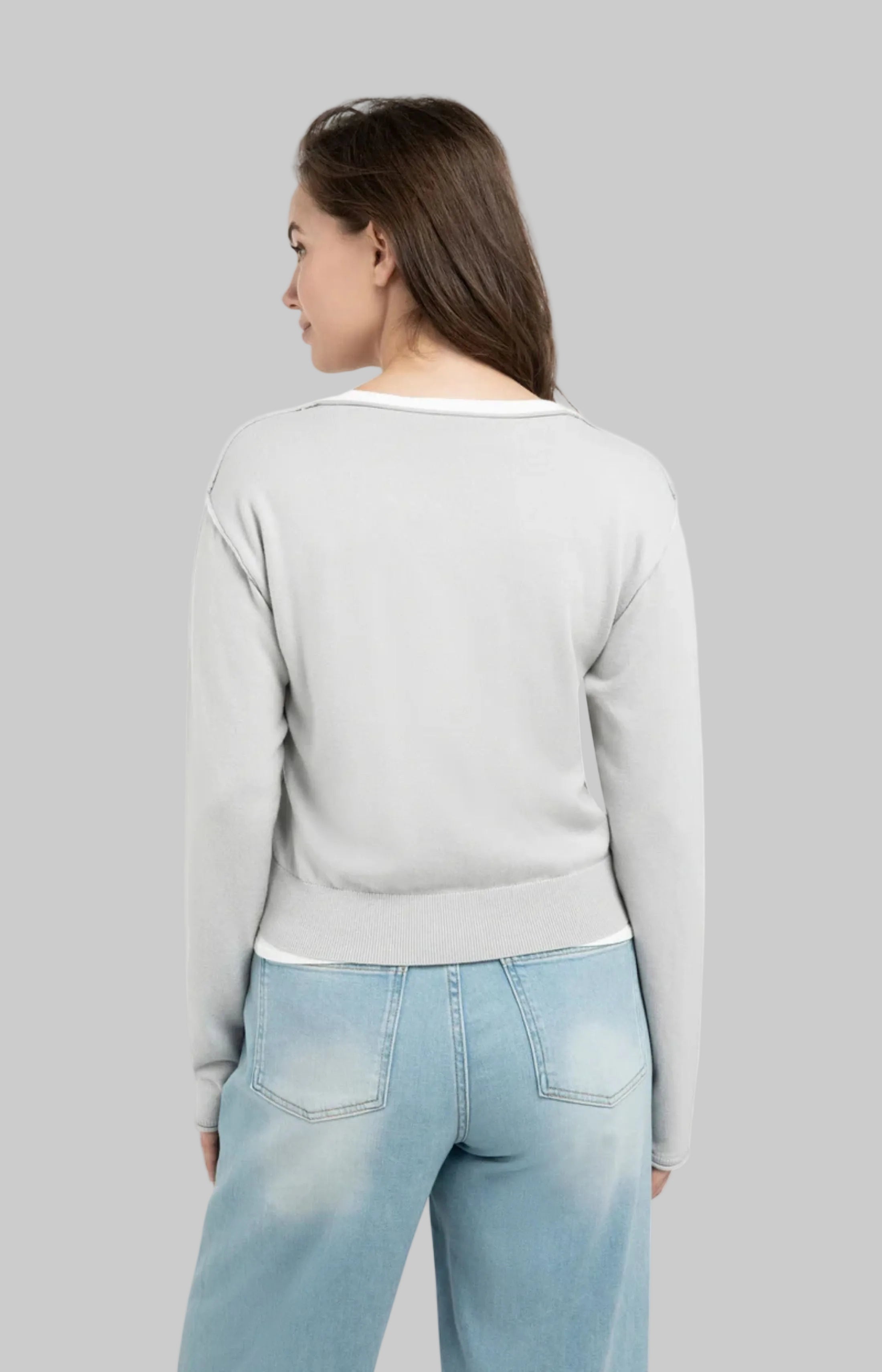 Sweater With Layered Look And Contrast Neckline