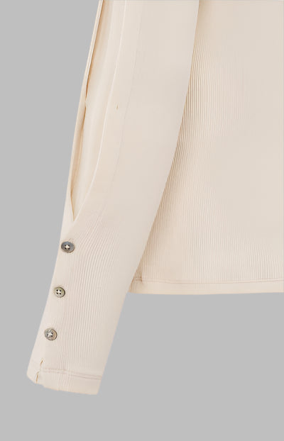 Long-Sleeve Ribbed Top With Button Details