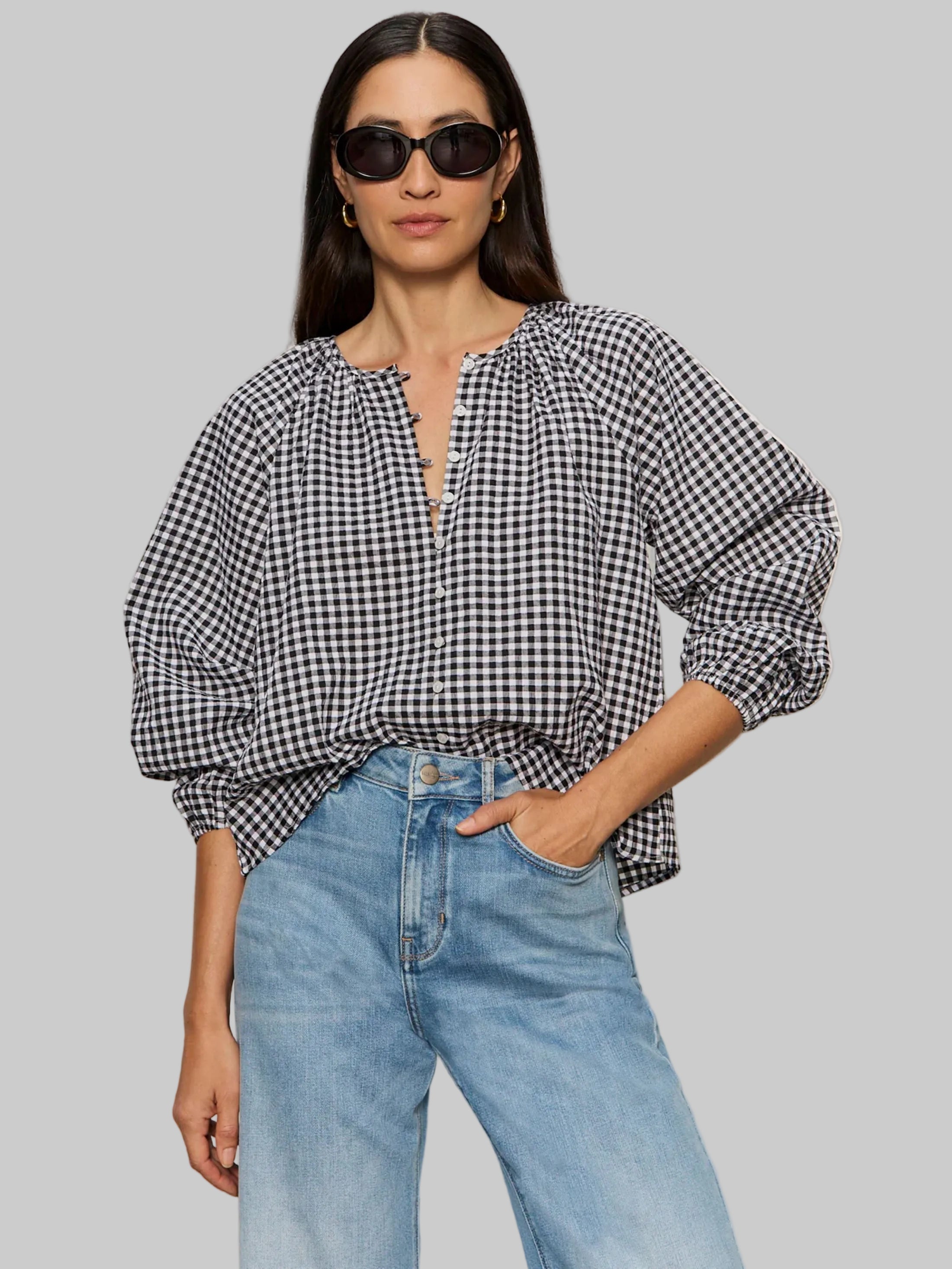 Perfect Gingham Button Blouse