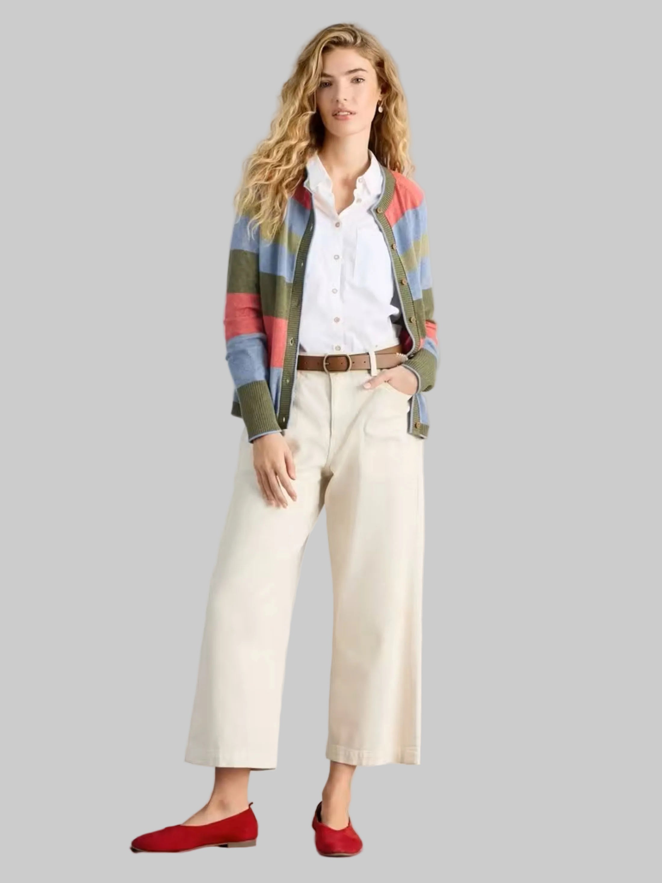 Lulu Crew Neck Strip Cardigan