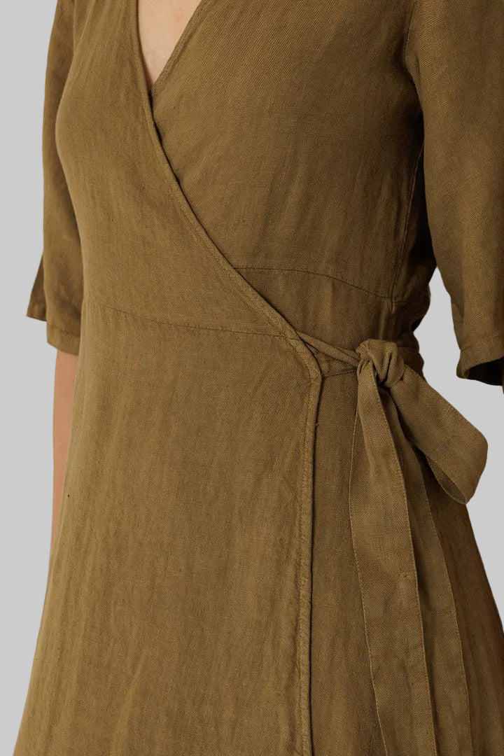 Crossover Linen Dress