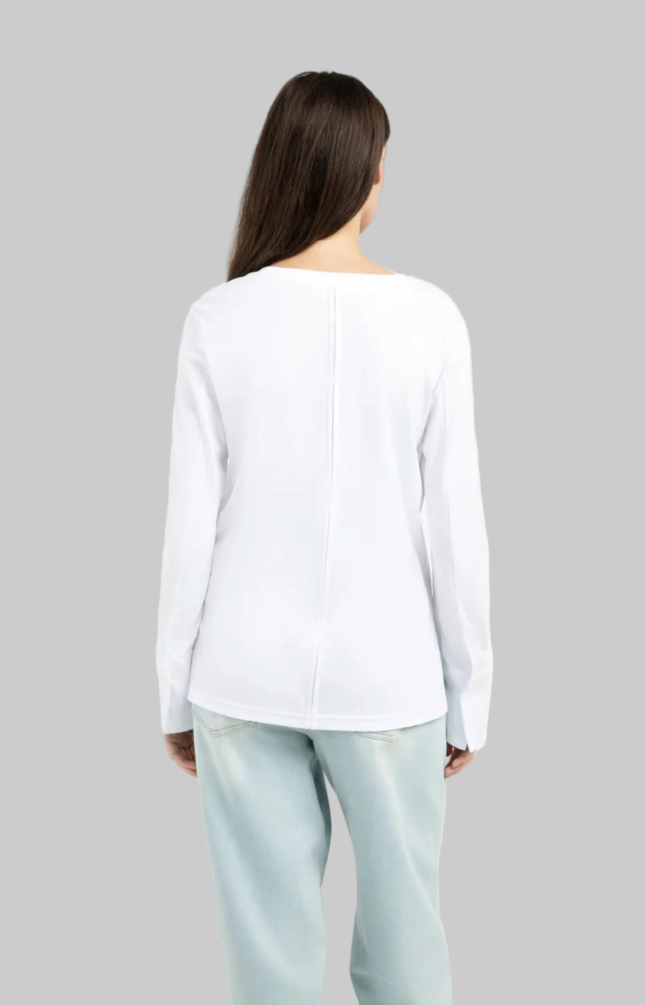 Jersey Top With Long Sleeves And Woven Cuffs