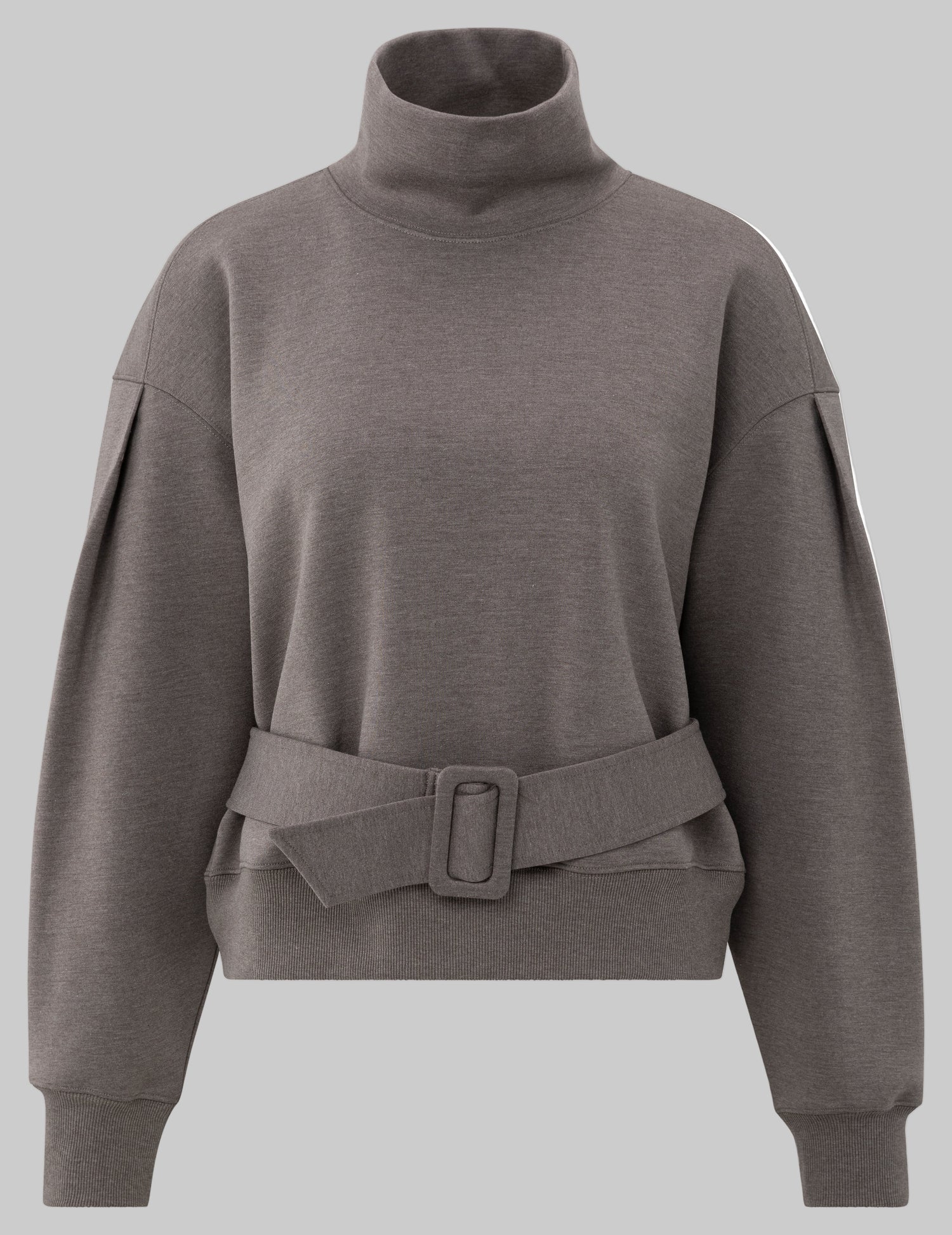 High Neck Belted Sweatshirt