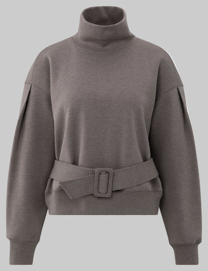 High Neck Belted Sweatshirt