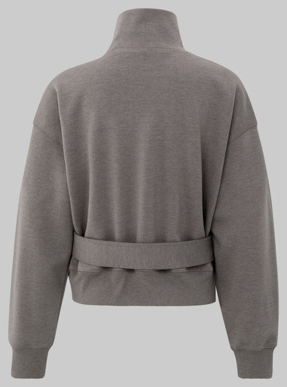 High Neck Belted Sweatshirt