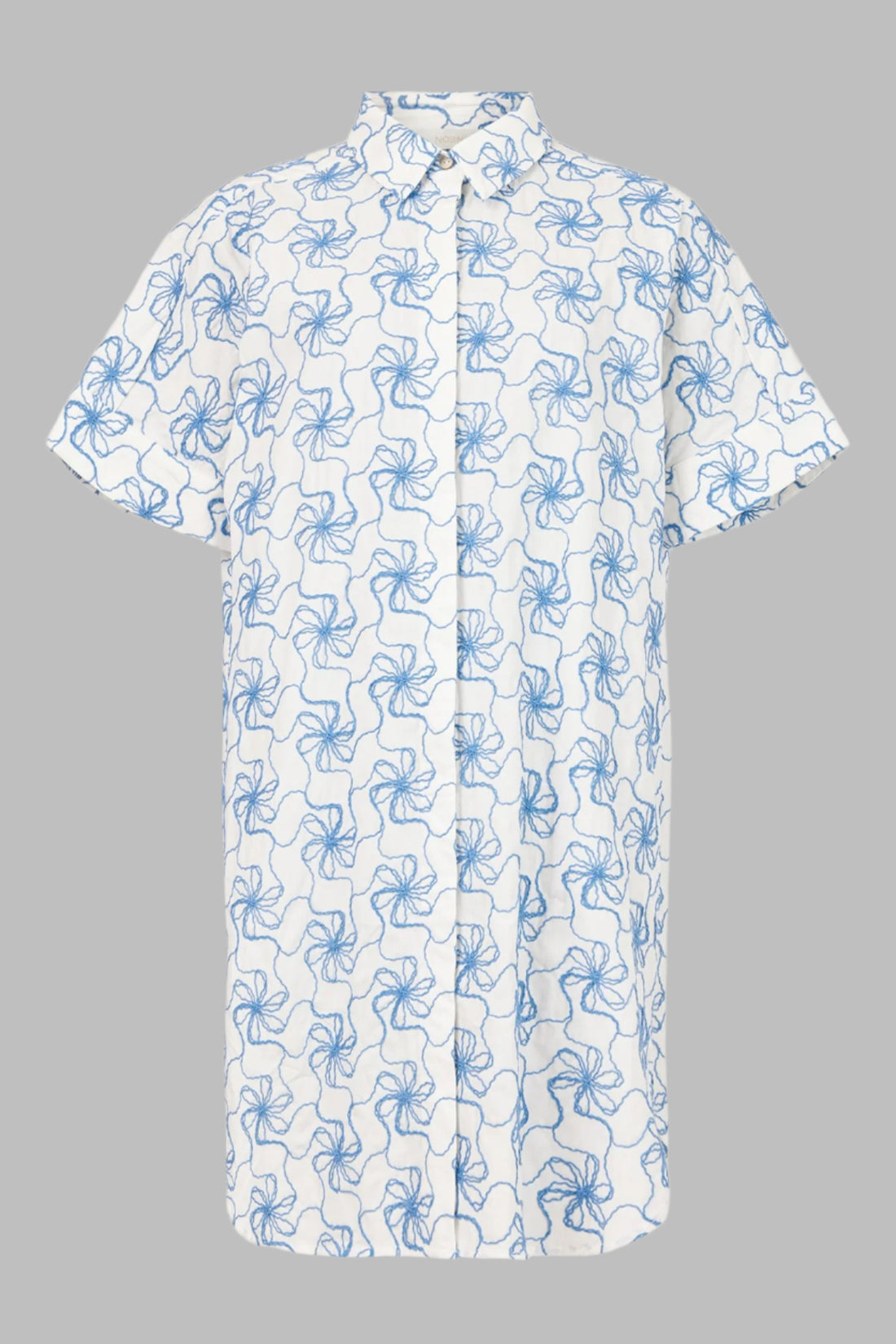 Cotton Tunic Shirt With Flower Pattern