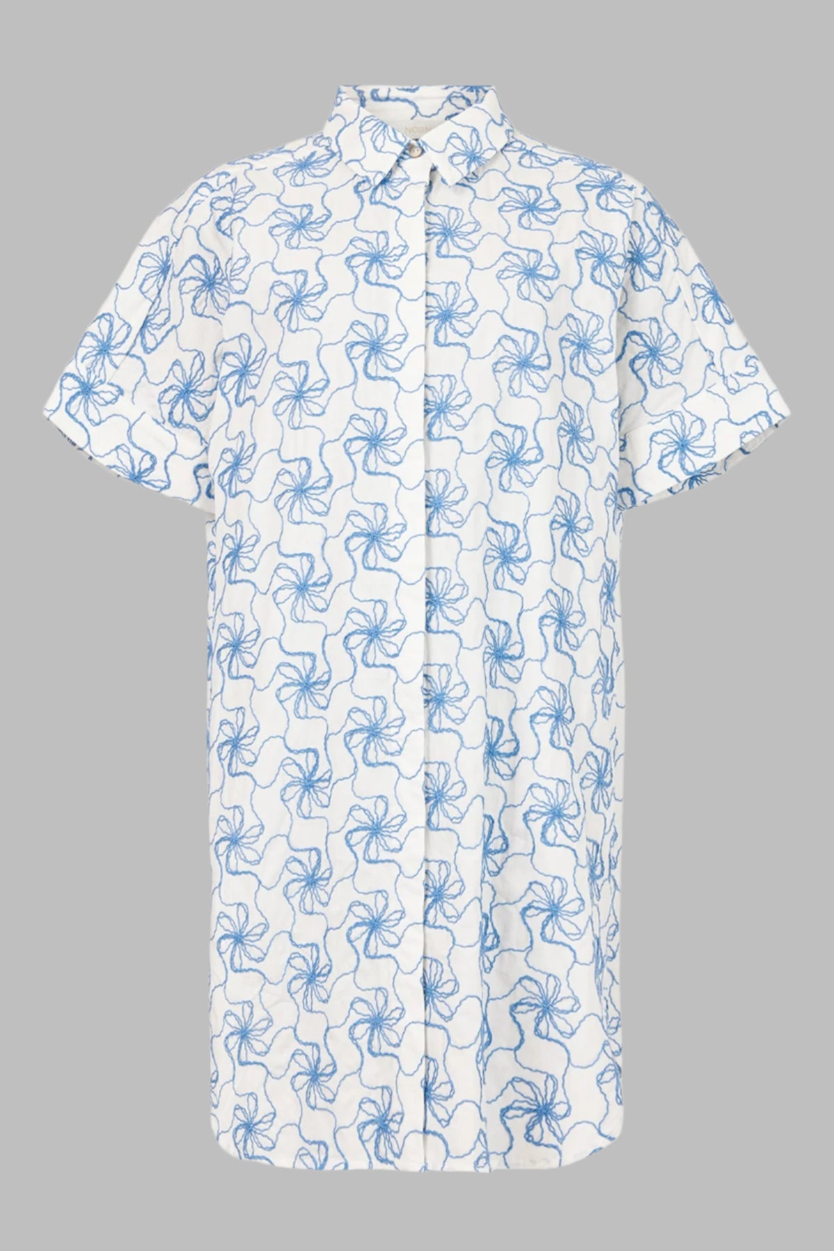 Cotton Tunic Shirt With Flower Pattern