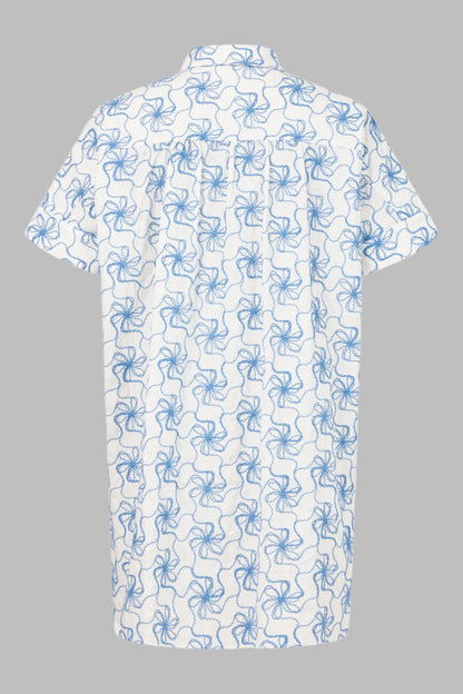 Cotton Tunic Shirt With Flower Pattern