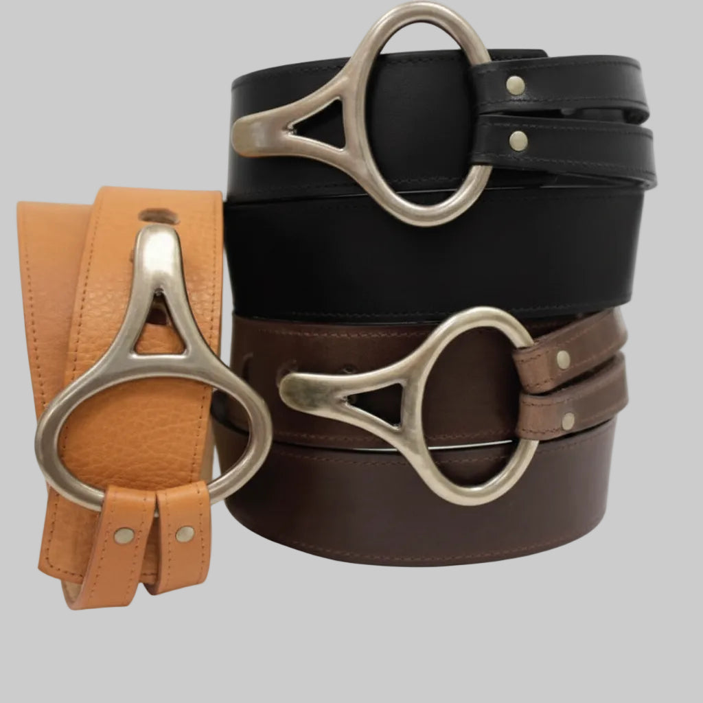 Leather Belt With Hook Buckle