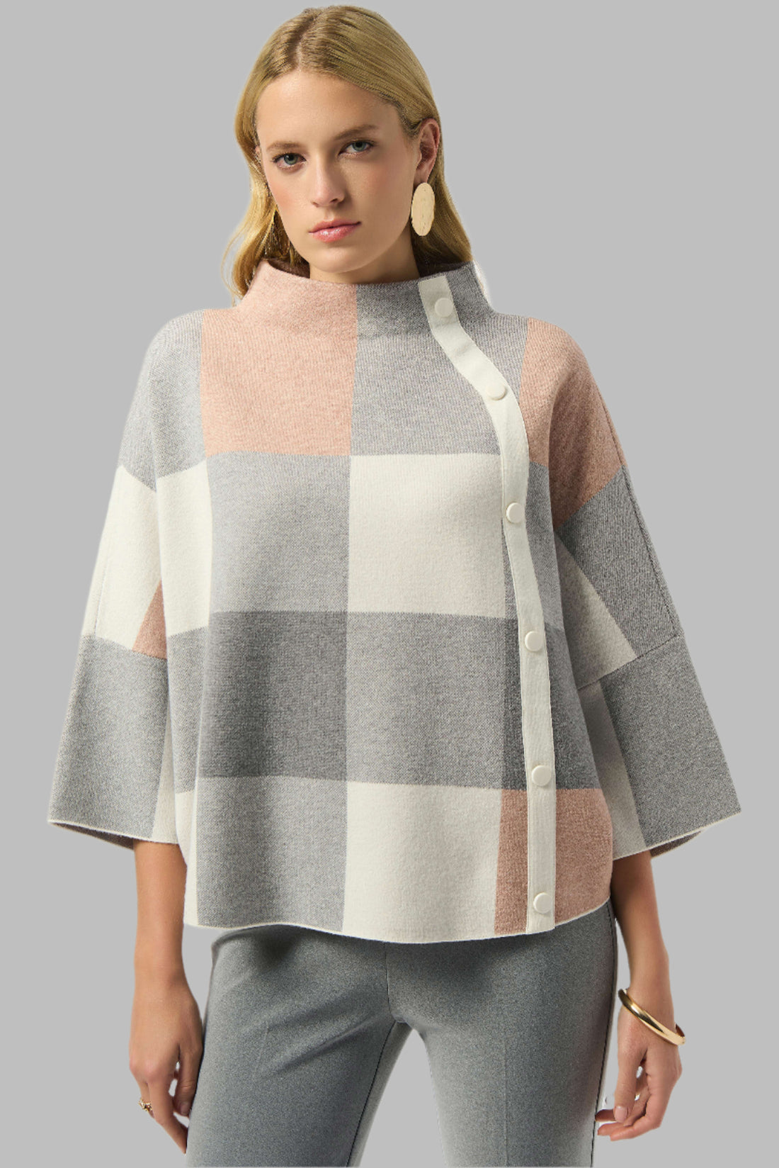Plaid Jacquard Sweater Knit Top