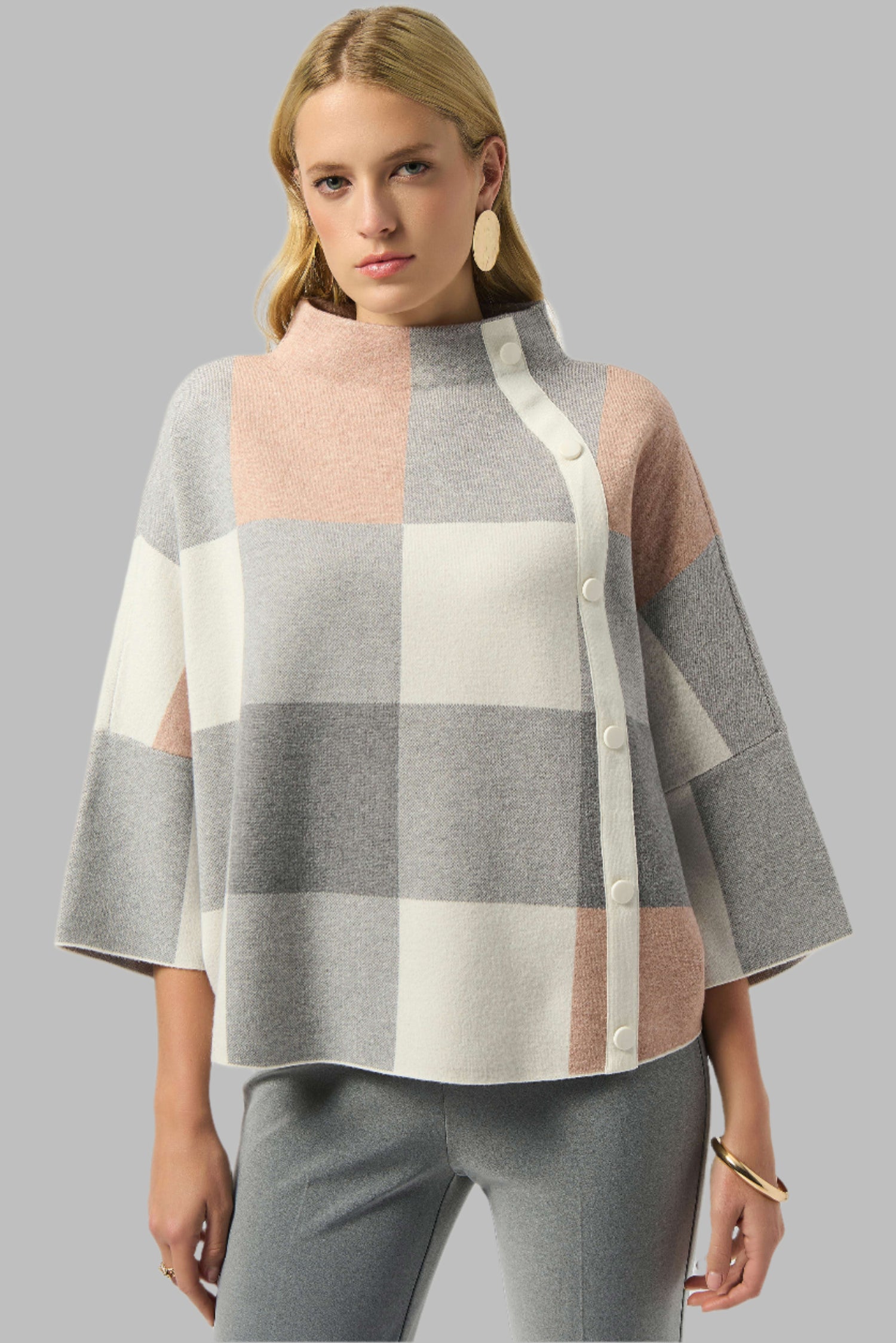 Plaid Jacquard Sweater Knit Top
