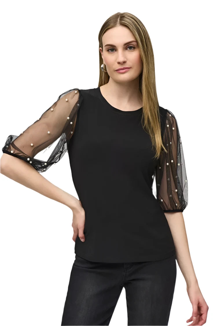 Joseph Rib Top Mesh Sleeves