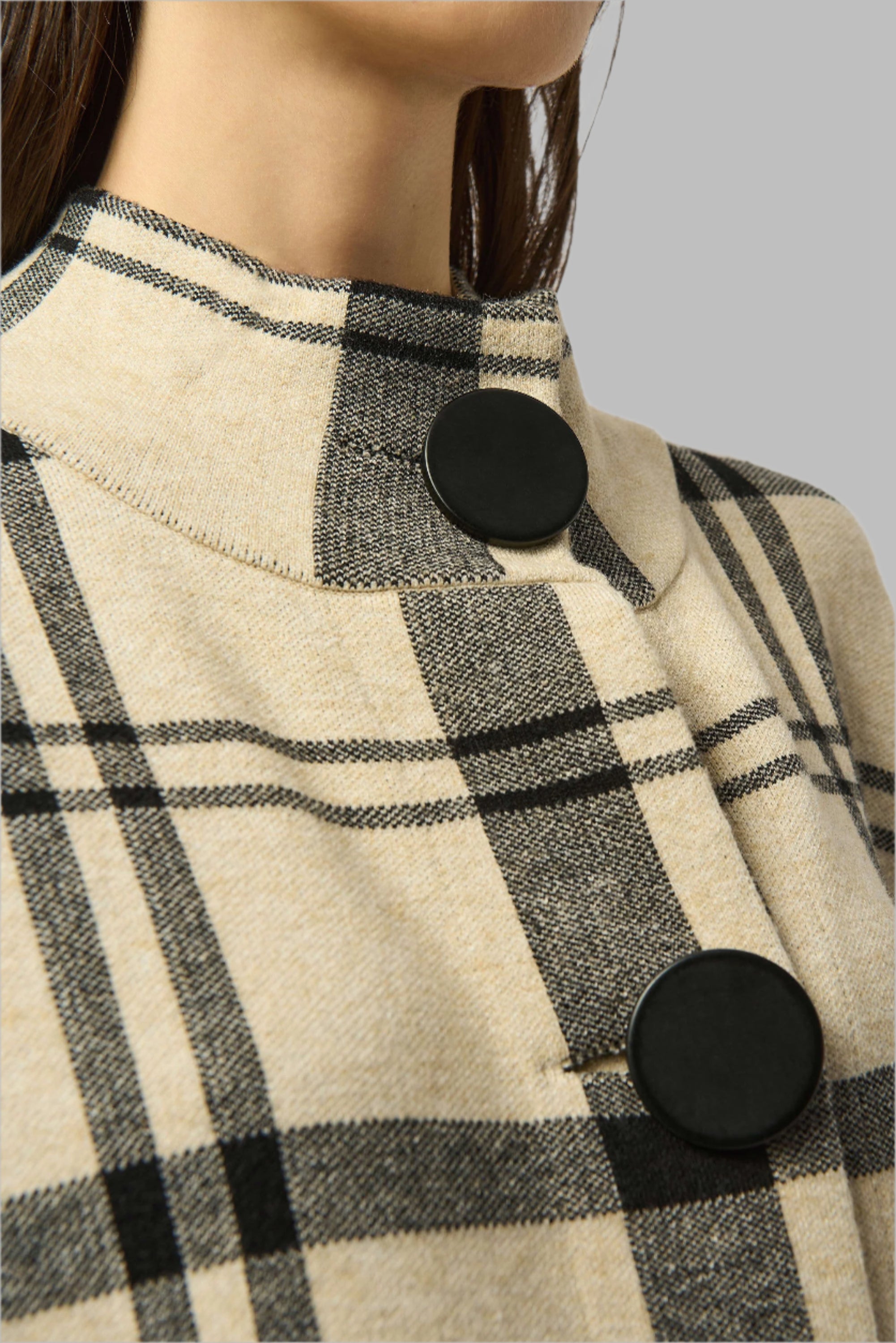 Jacquard Sweater Knit Plaid Poncho