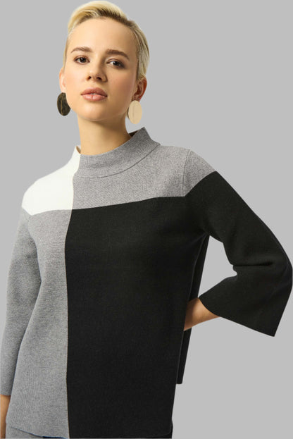Jacquard Sweater Colour Block Pullover
