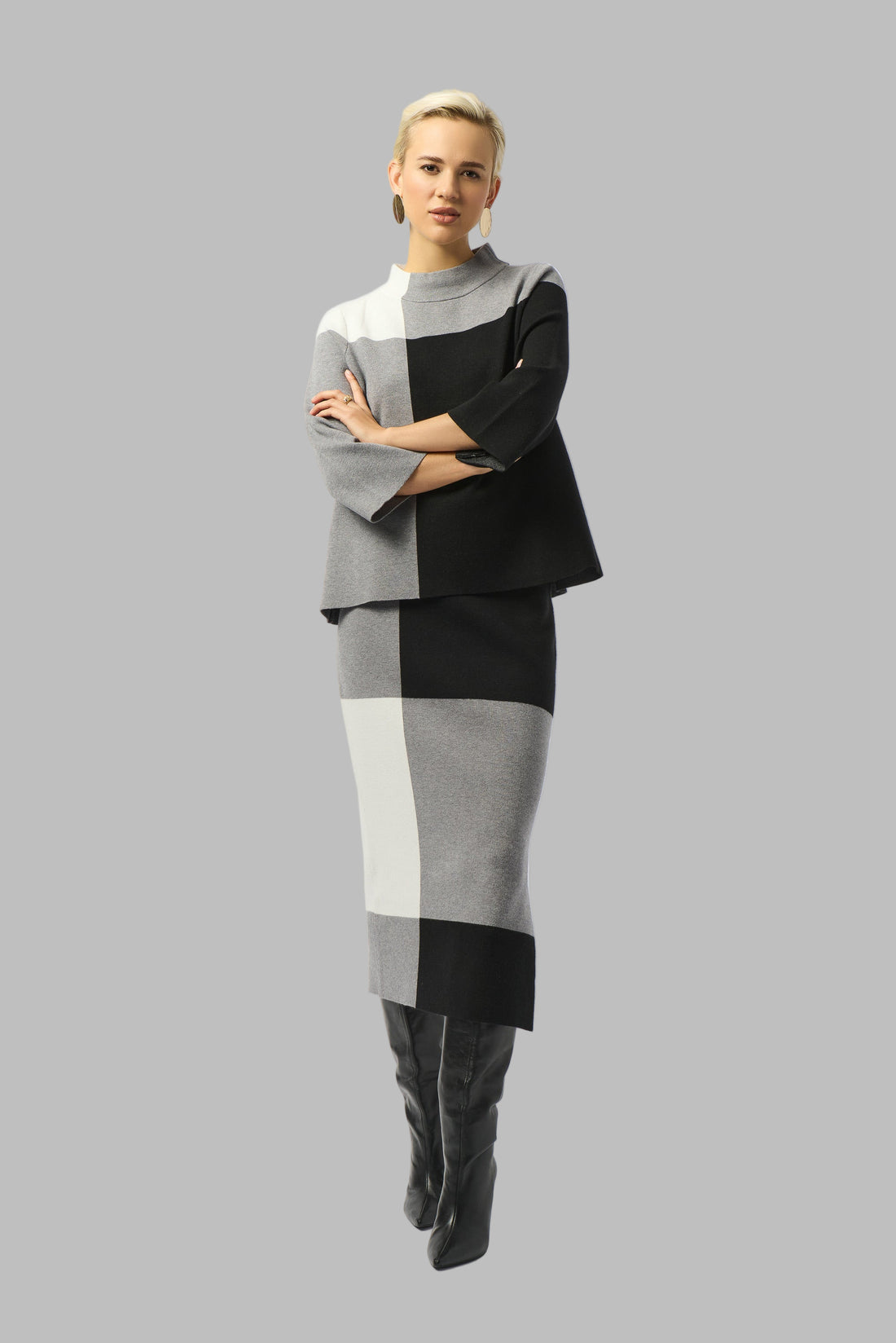 Jacquard Sweater Colour Block Skirt