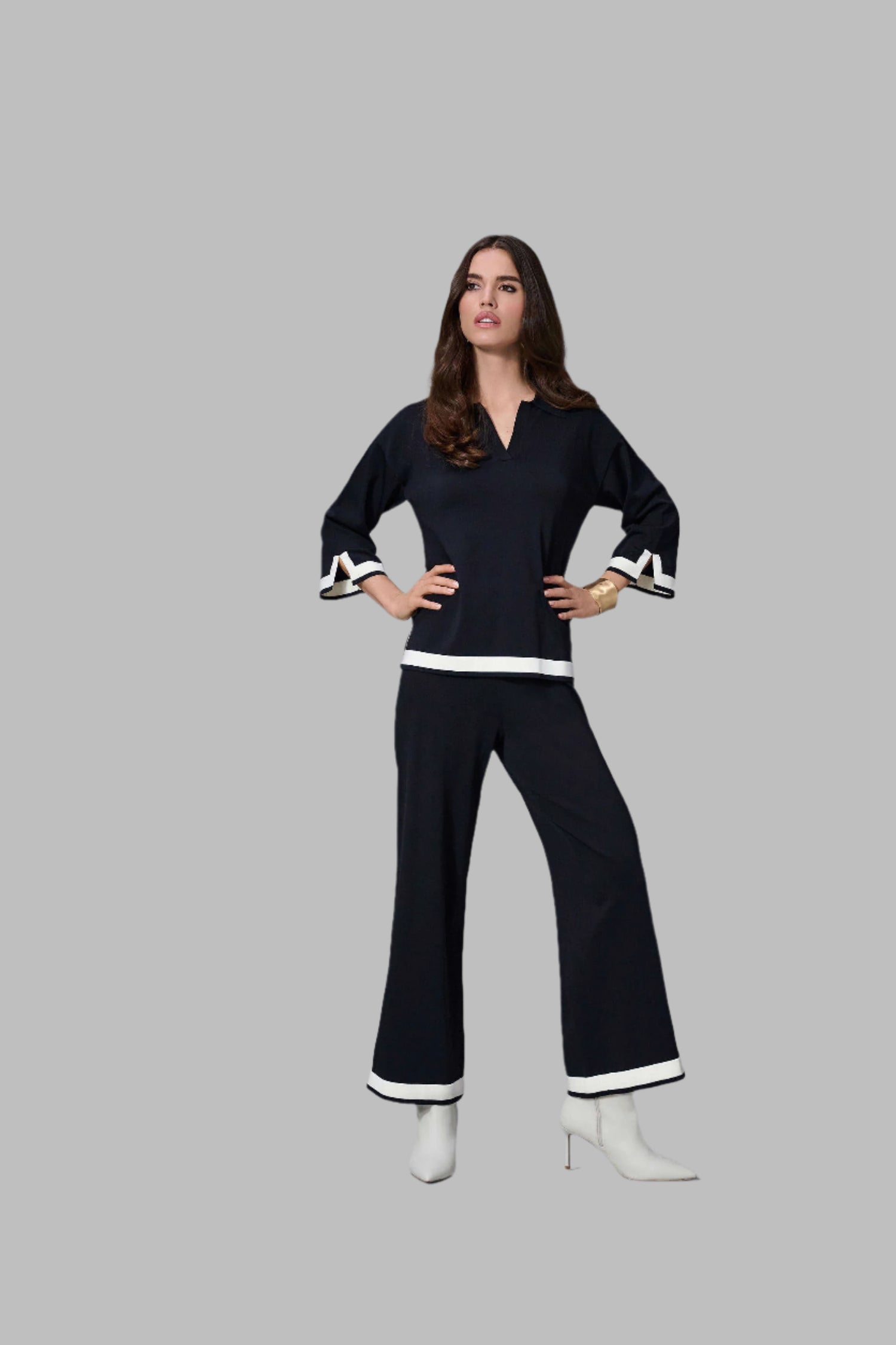 Sweater Knit Colour Block Culotte Pant