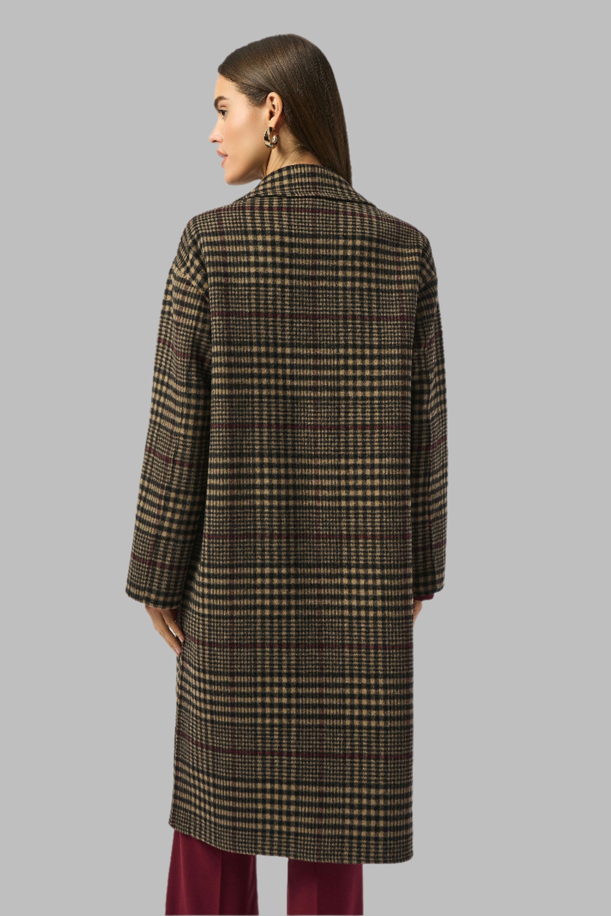 Wool Blend Plaid Double-Faced Coat