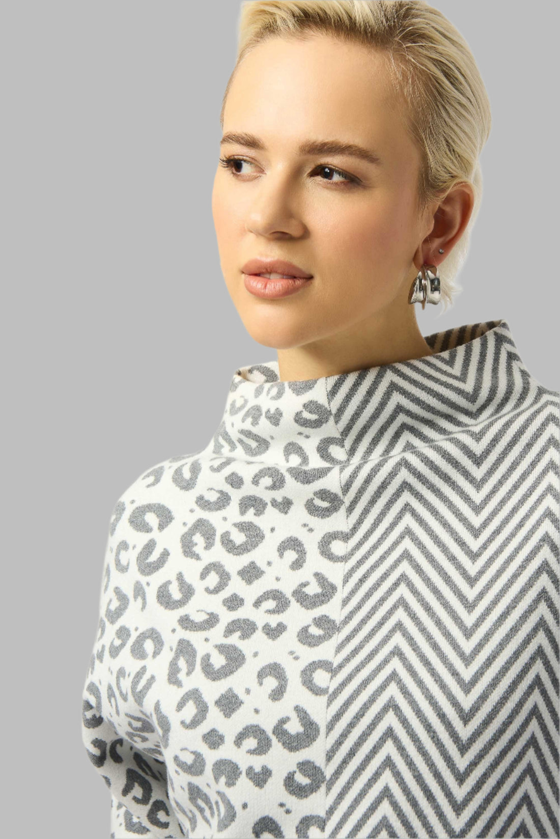 Jacquard Knit Mixed Print Boxy Sweater