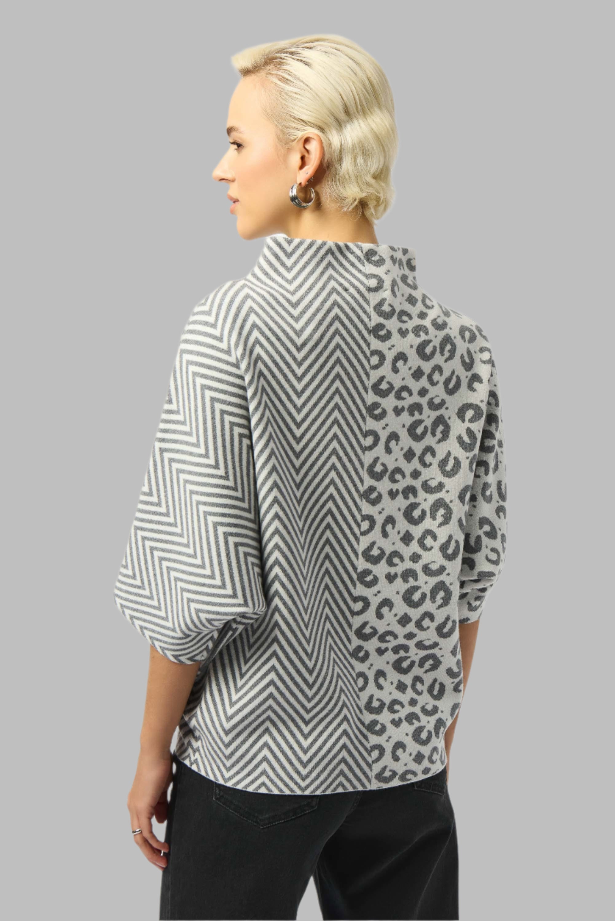 Jacquard Knit Mixed Print Boxy Sweater