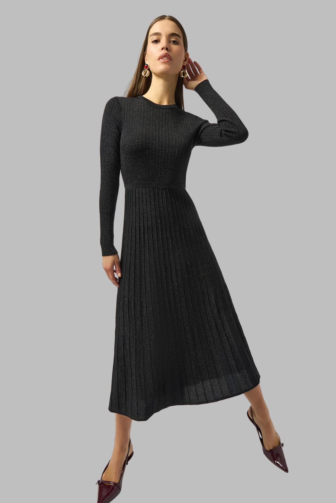 Knit Fit &amp; Flare Crew Neck Dress