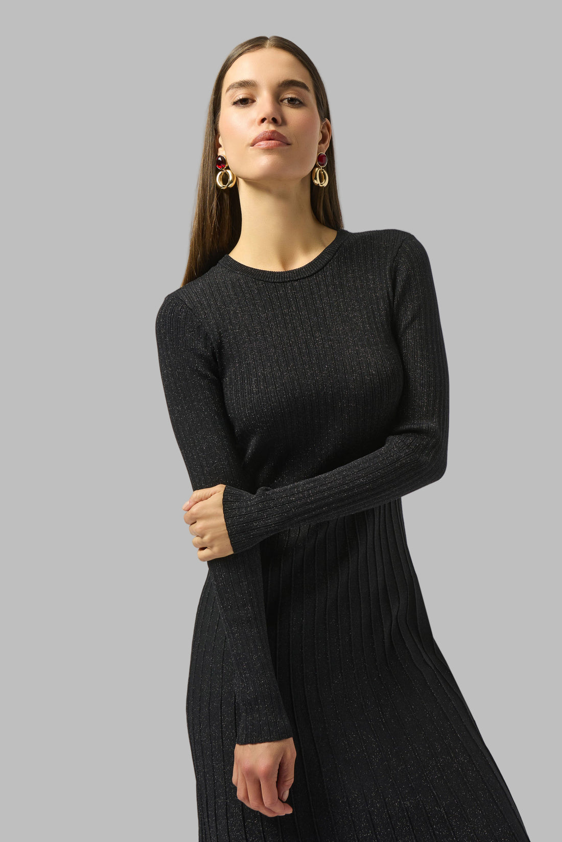 Knit Fit &amp; Flare Crew Neck Dress