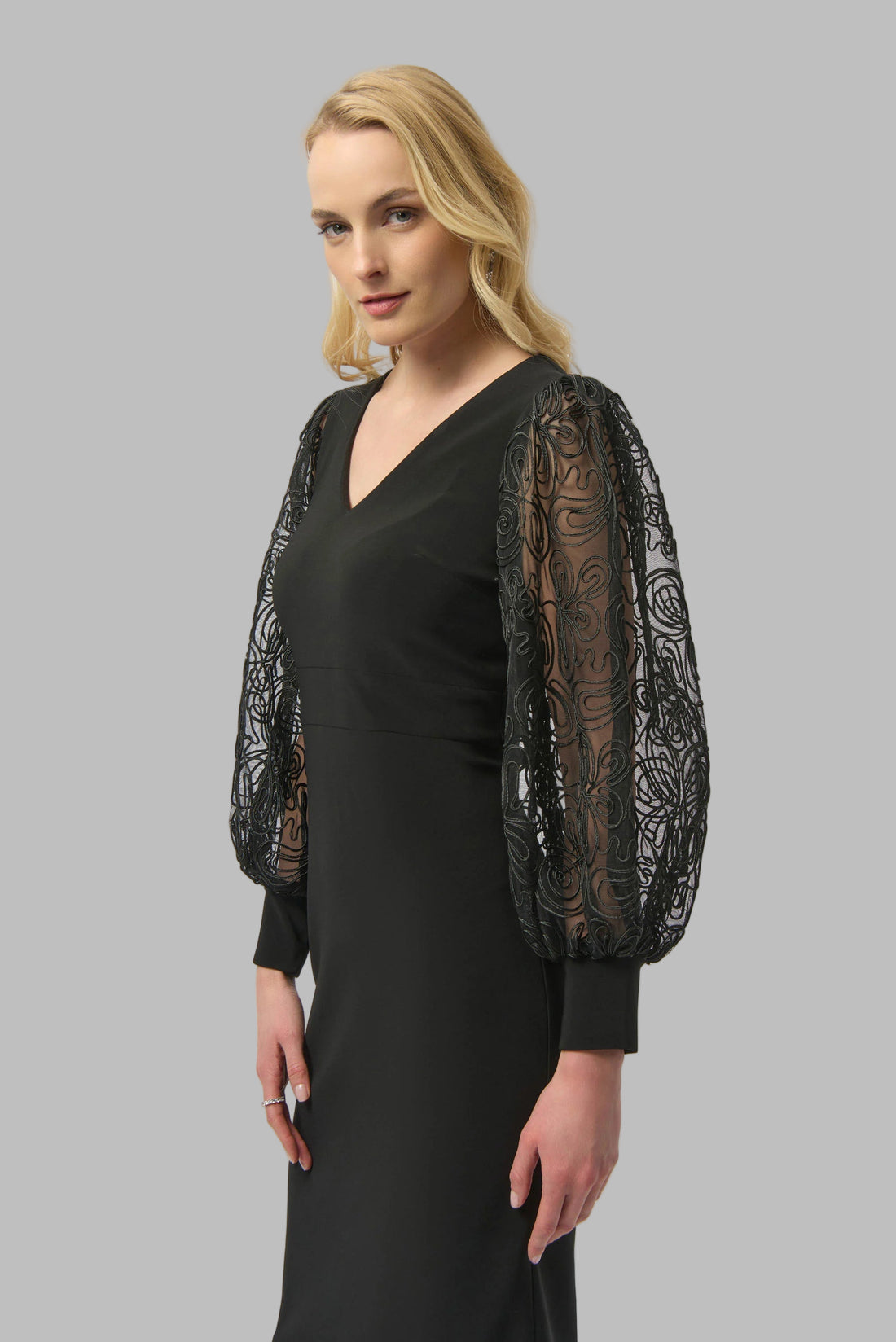 Silky Knit &amp; Novelty Mesh Sheath Dress