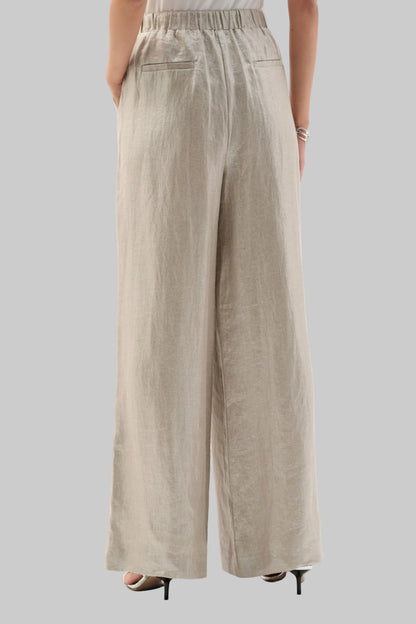 Foiled linen Pull-On Wide leg Pants